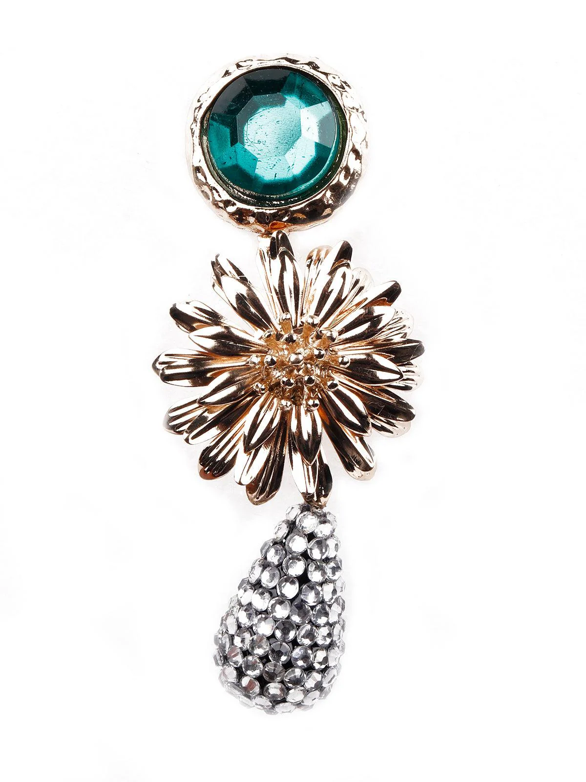 Odette Women Super Stylish Golden Floral Statement Earrings - Image 4