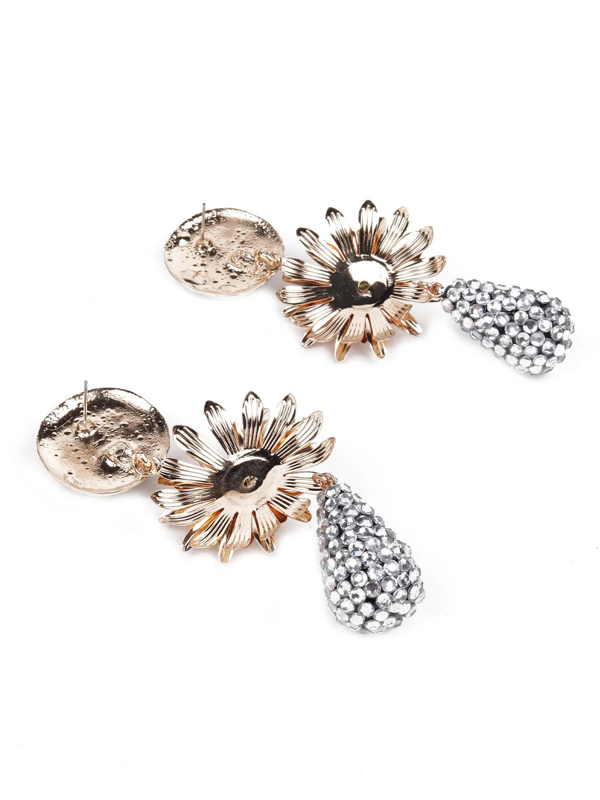 Odette Women Super Stylish Golden Floral Statement Earrings - Image 6