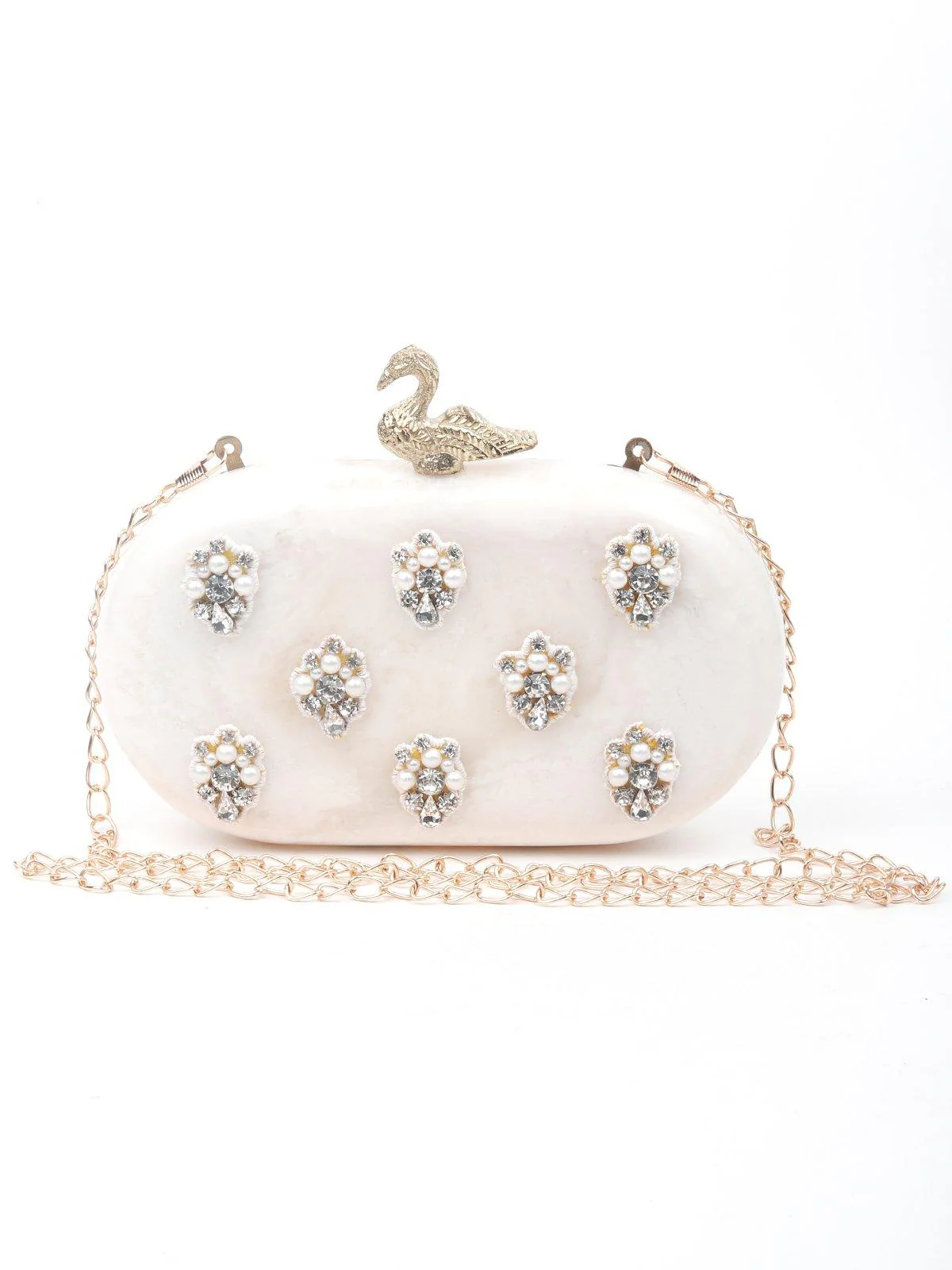 Odette Women White Metal Sling Bag - Image 3
