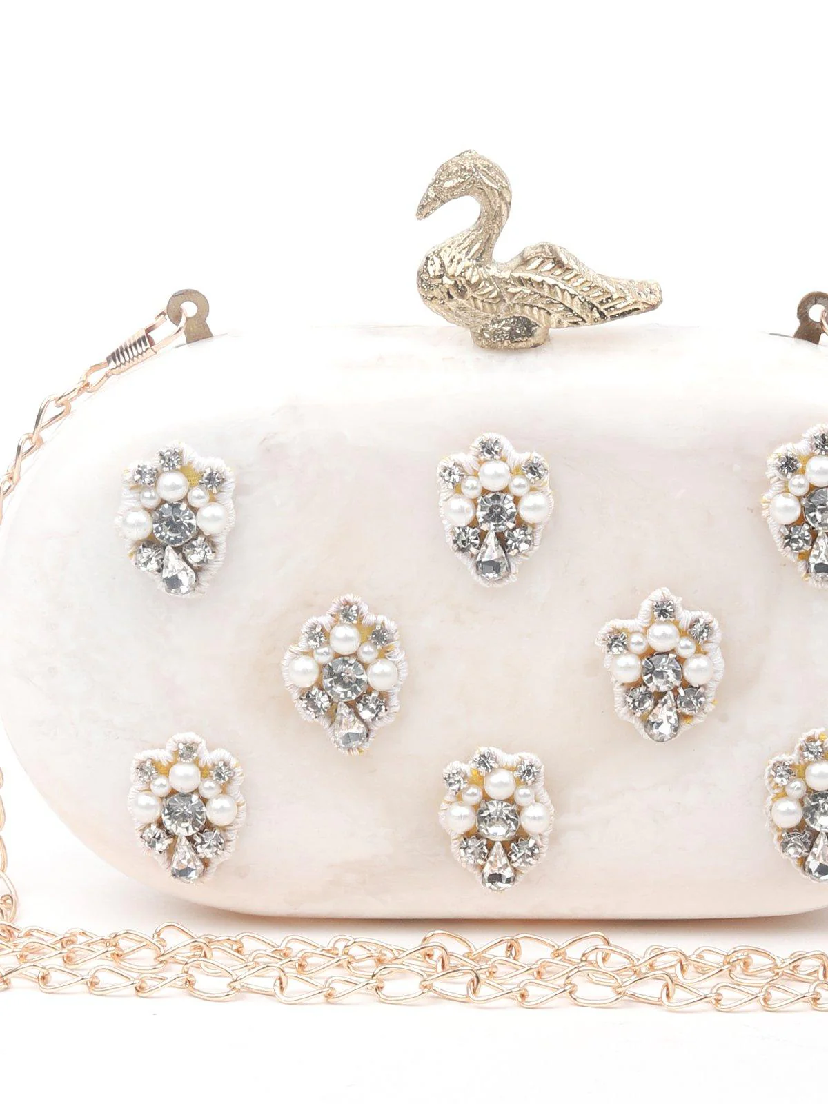 Odette Women White Metal Sling Bag - Image 5