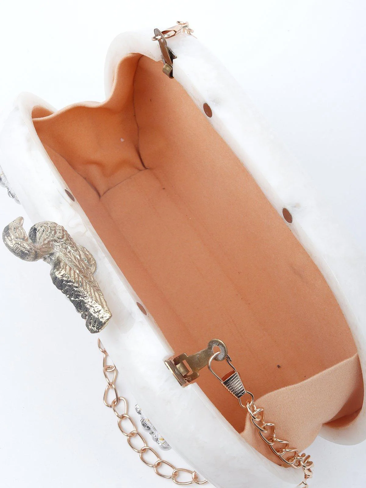 Odette Women White Metal Sling Bag - Image 6