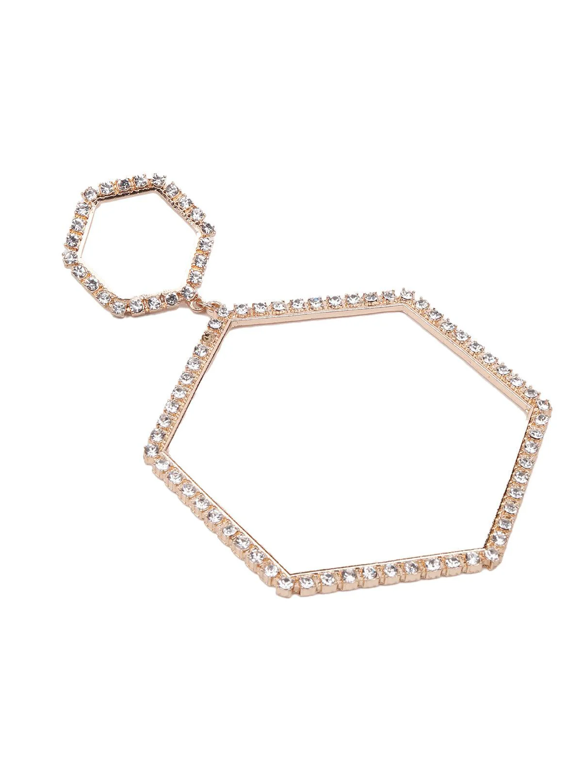 Odette Women Gold Ghaped Metal Studded Earrings - Image 5