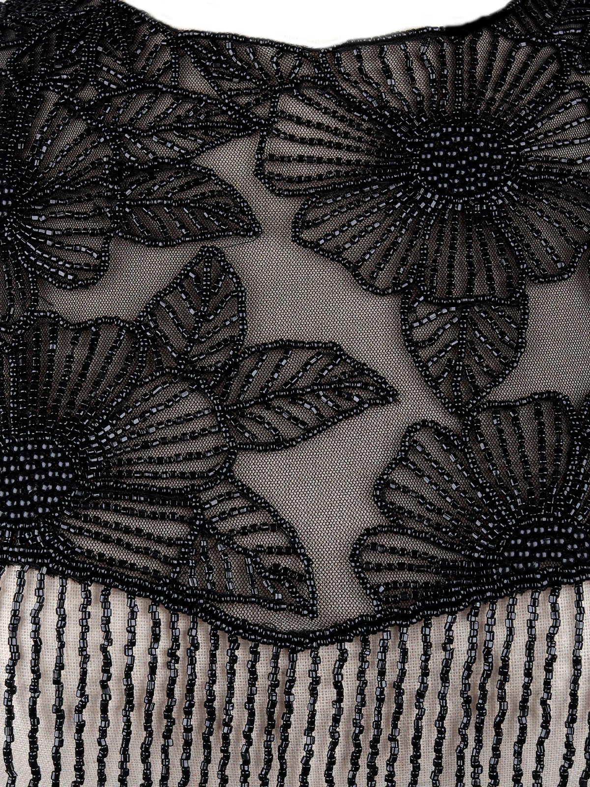 Odette Women Tasseled Grandeur- The Black Beads Tasseled Cape - Image 4