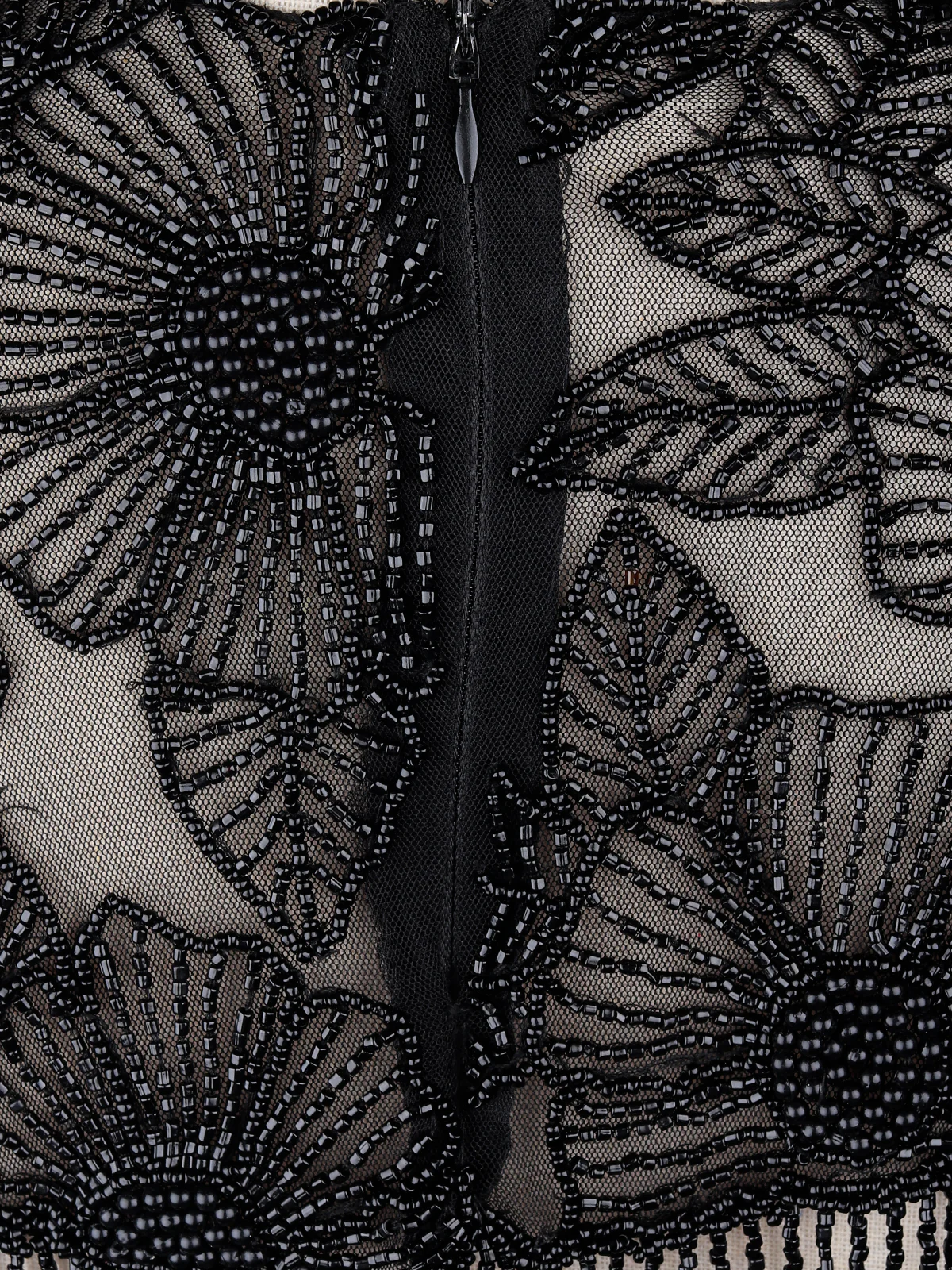 Odette Women Tasseled Grandeur- The Black Beads Tasseled Cape - Image 5