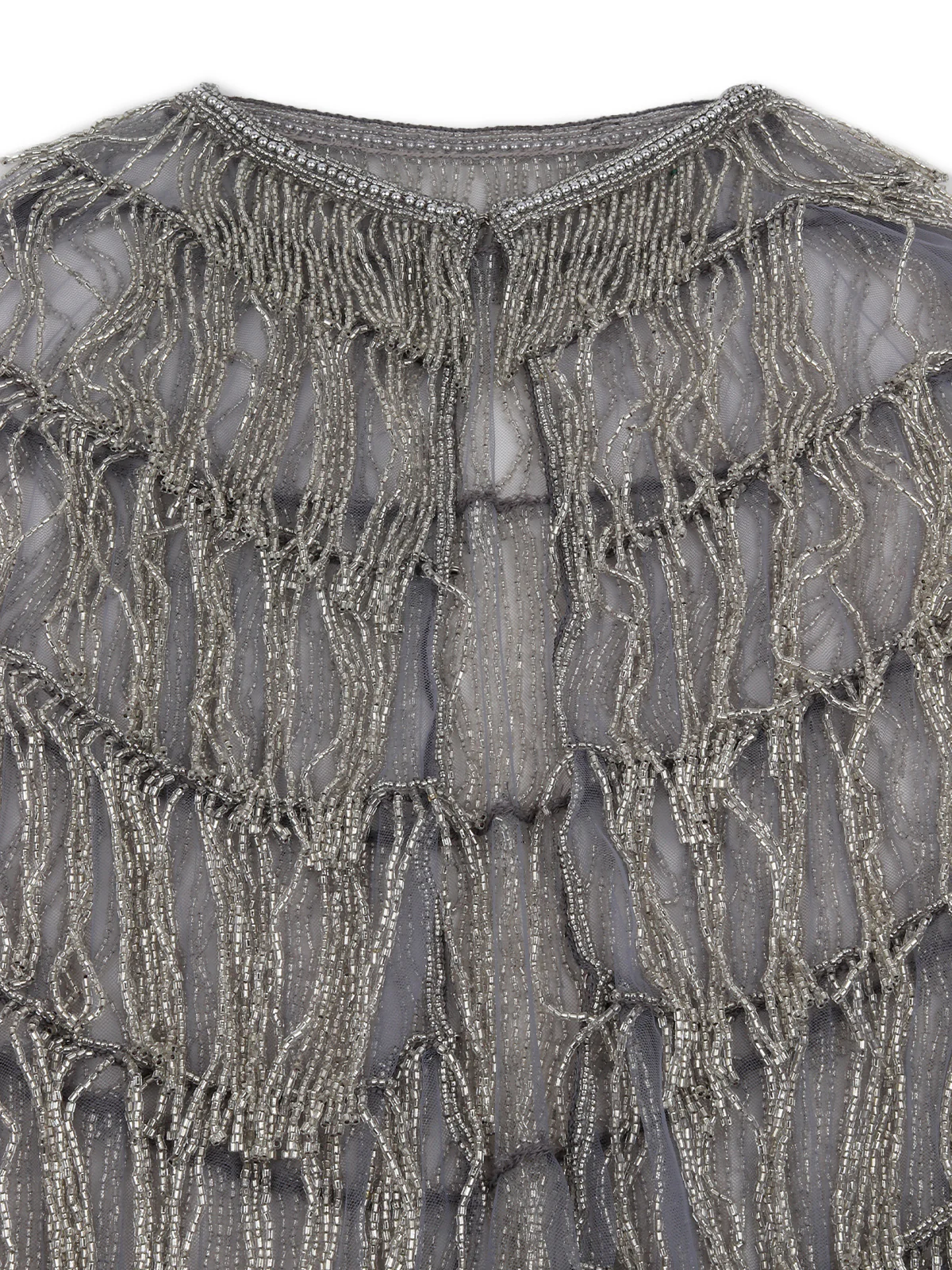 Odette Women Tasseled Grandeur - The Grey And Silver Tasseled Cape - Image 3