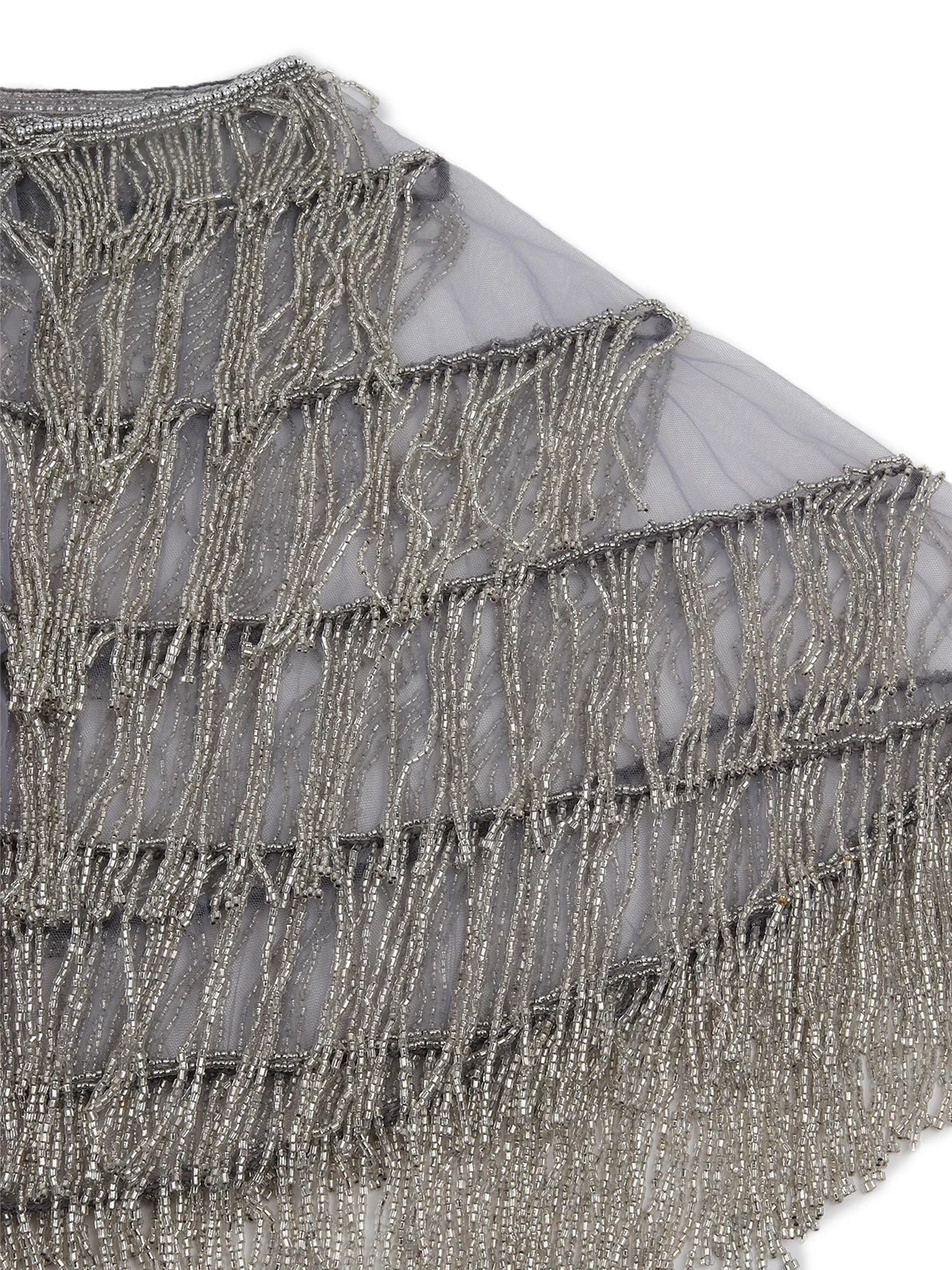 Odette Women Tasseled Grandeur - The Grey And Silver Tasseled Cape - Image 5