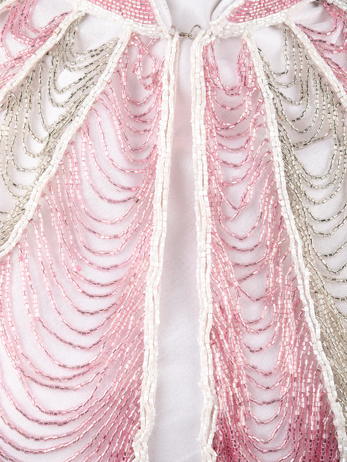 Odette Women Tasseled Grandeur- The Pink And White Beads Tasseled Cape - Image 7