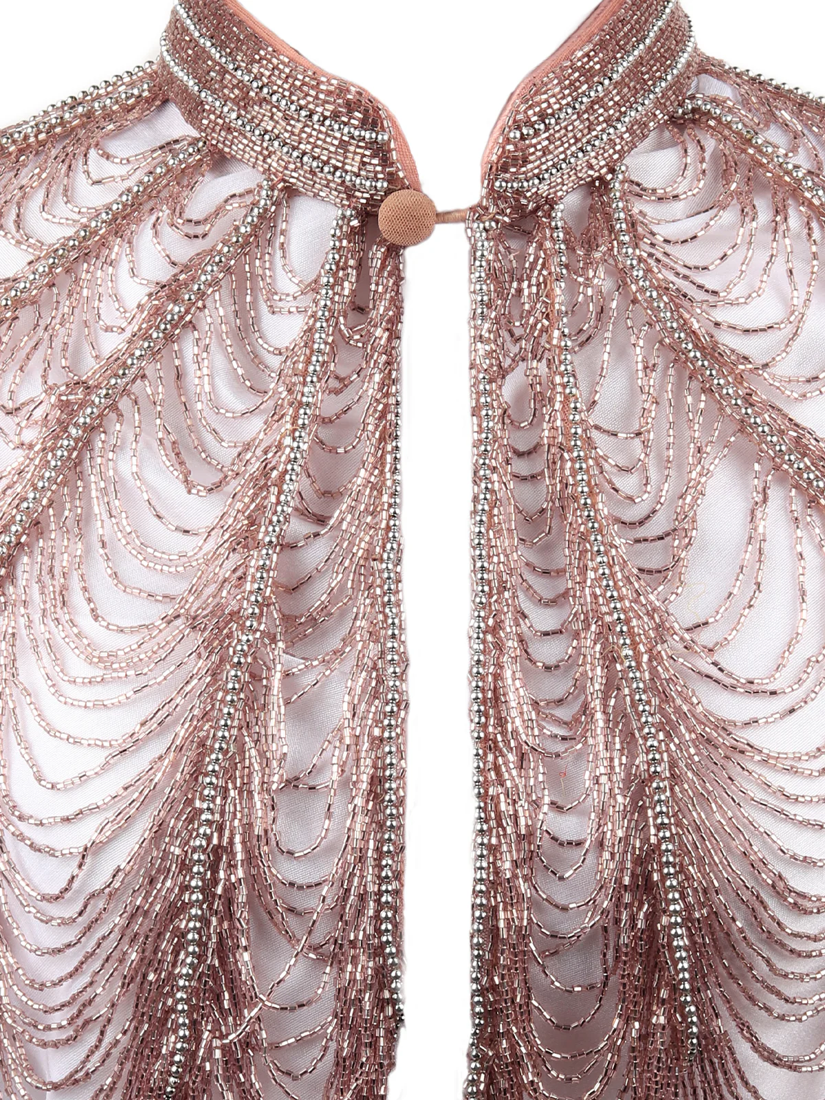 Odette Women Tasseled Grandeur- The Pink Beads Tasseled Cape - Image 4