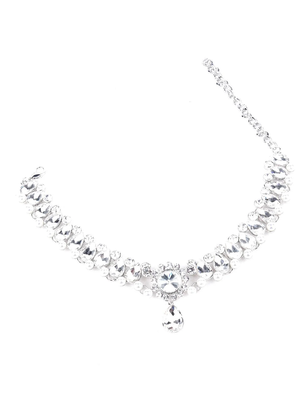 Odette Women Tear-Drop Crystal And Pearl Choker - Image 3