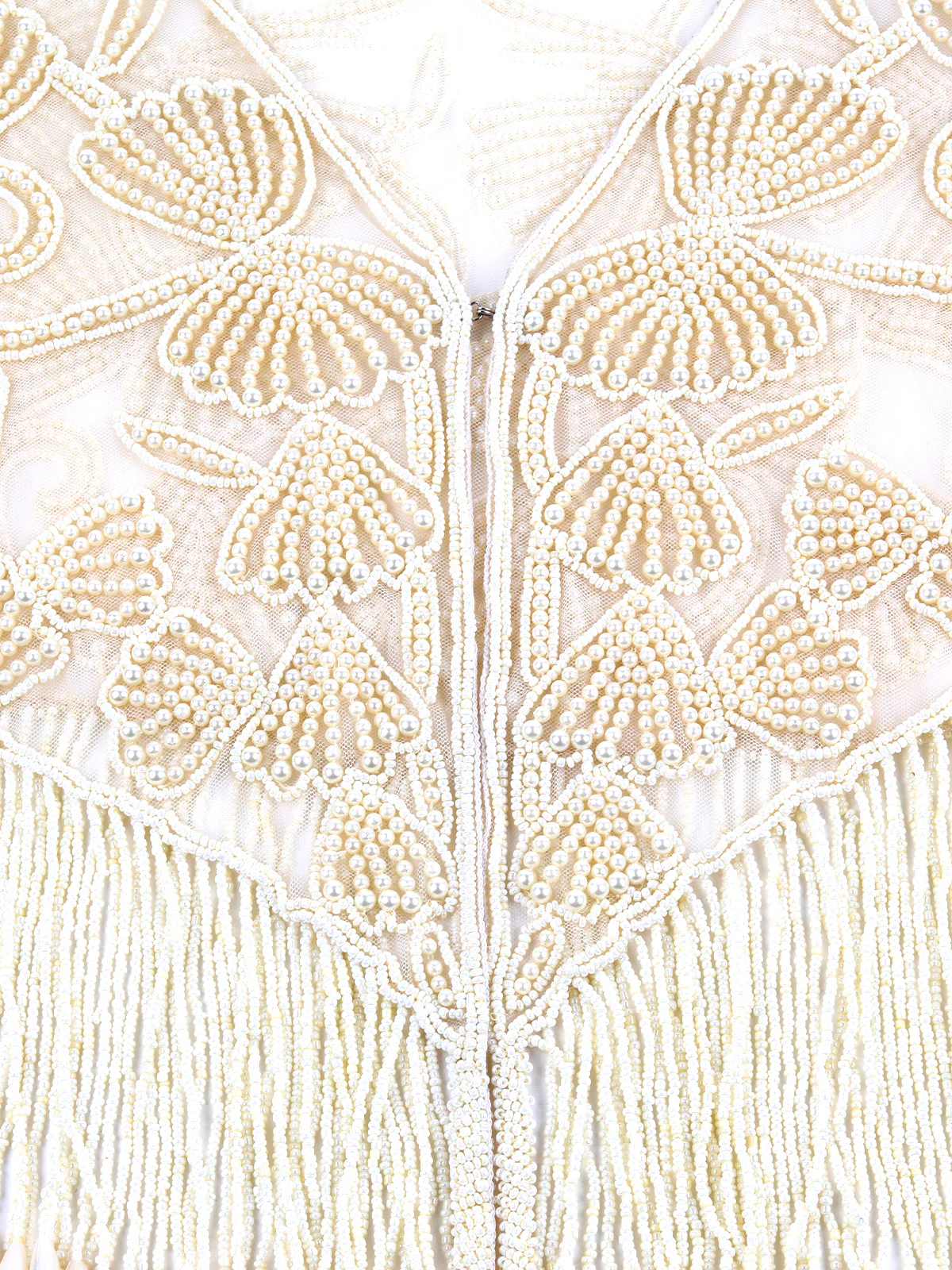 Odette Women The Glamorous Apricot Colored Embroidered Tassels Cape - Image 6