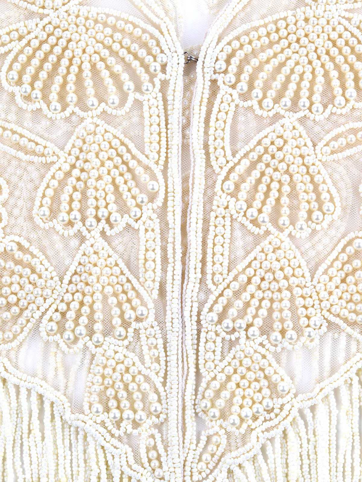 Odette Women The Glamorous Apricot Colored Embroidered Tassels Cape - Image 7