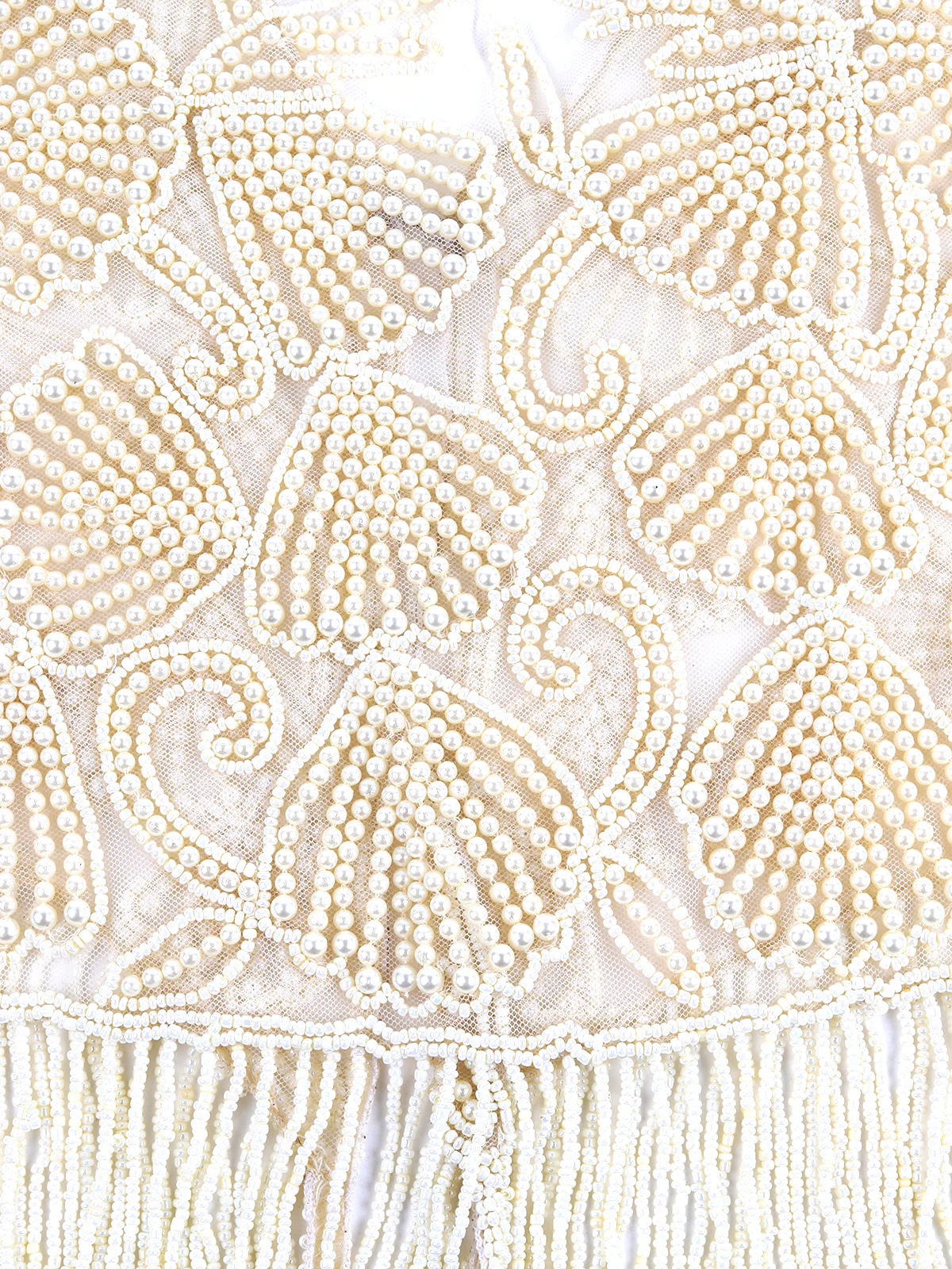 Odette Women The Glamorous Apricot Colored Embroidered Tassels Cape - Image 9