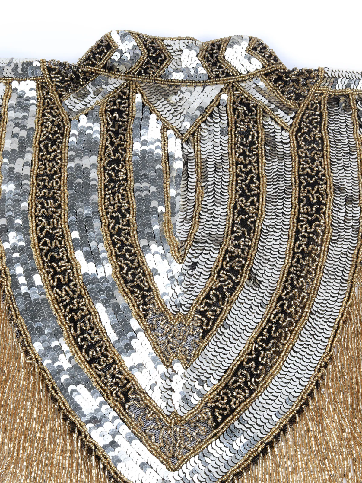 Odette Women The Glamorous Black And Gold Embellished Cape - Image 9