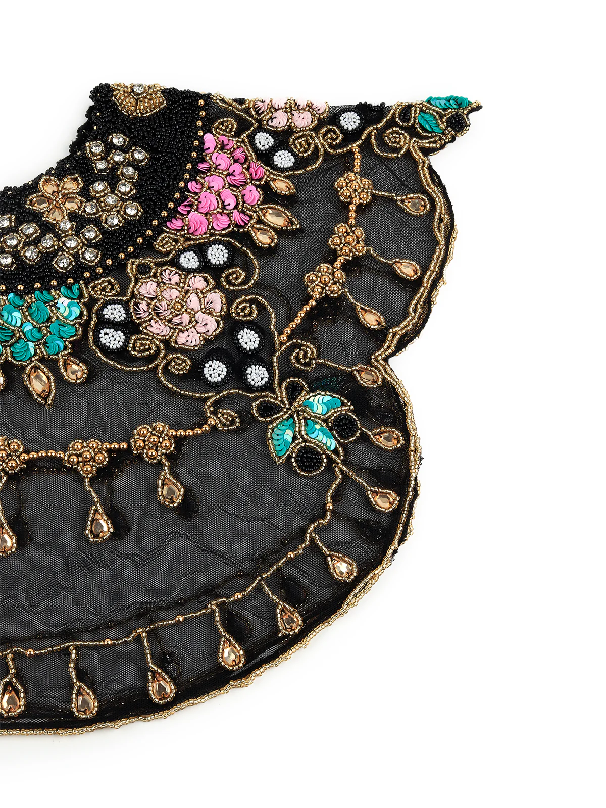 Odette Women The Glamorous Black With Multicolored Embroidered Cape - Image 7