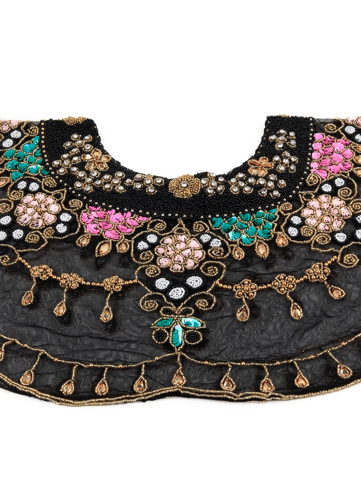 Odette Women The Glamorous Black With Multicolored Embroidered Cape - Image 8