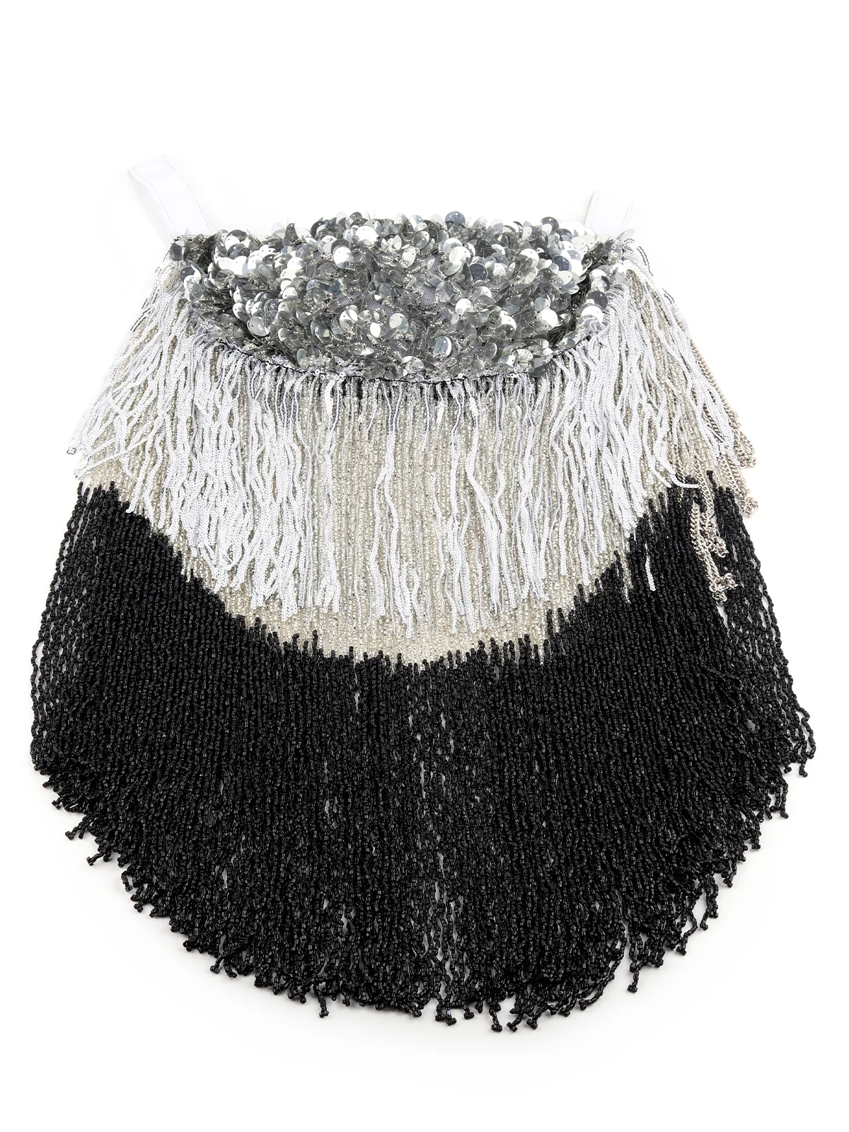 Odette Women The Glamorous Grey And Black Embellished Cape - Image 6