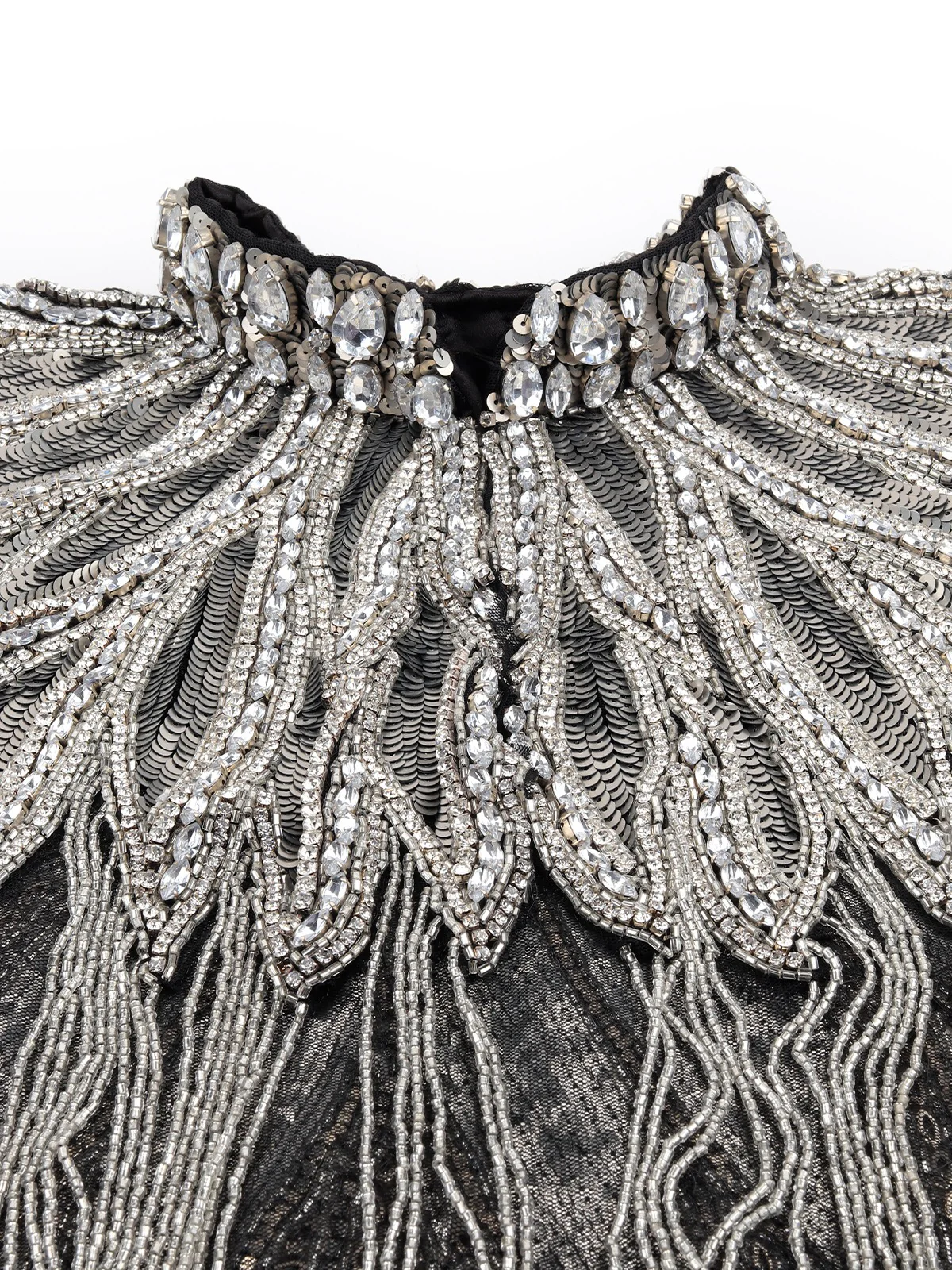 Odette Women The Glamorous Grey And Silver Embellished Cape - Image 5