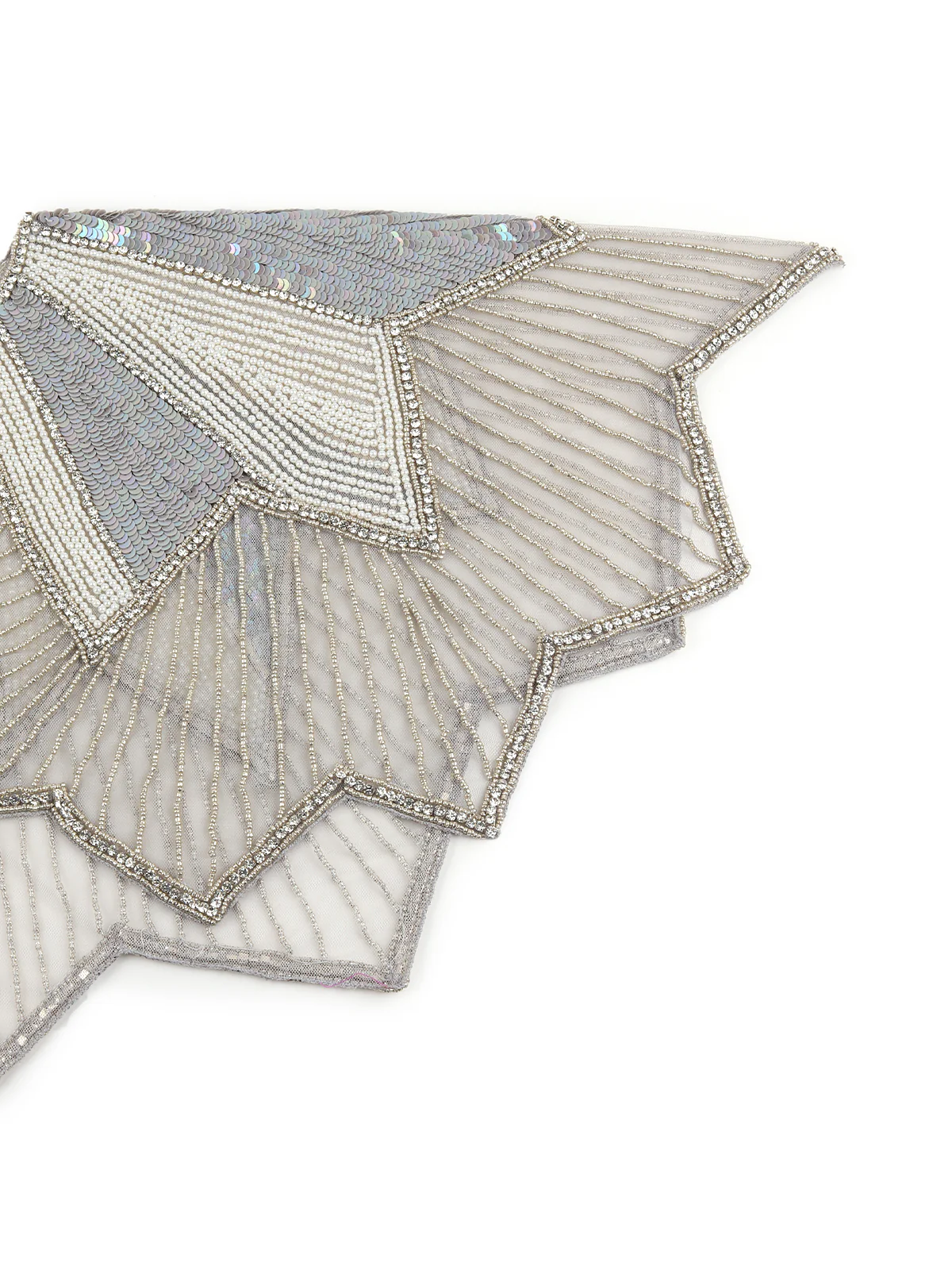Odette Women The Glamorous Grey And White Embroidered Cape - Image 7