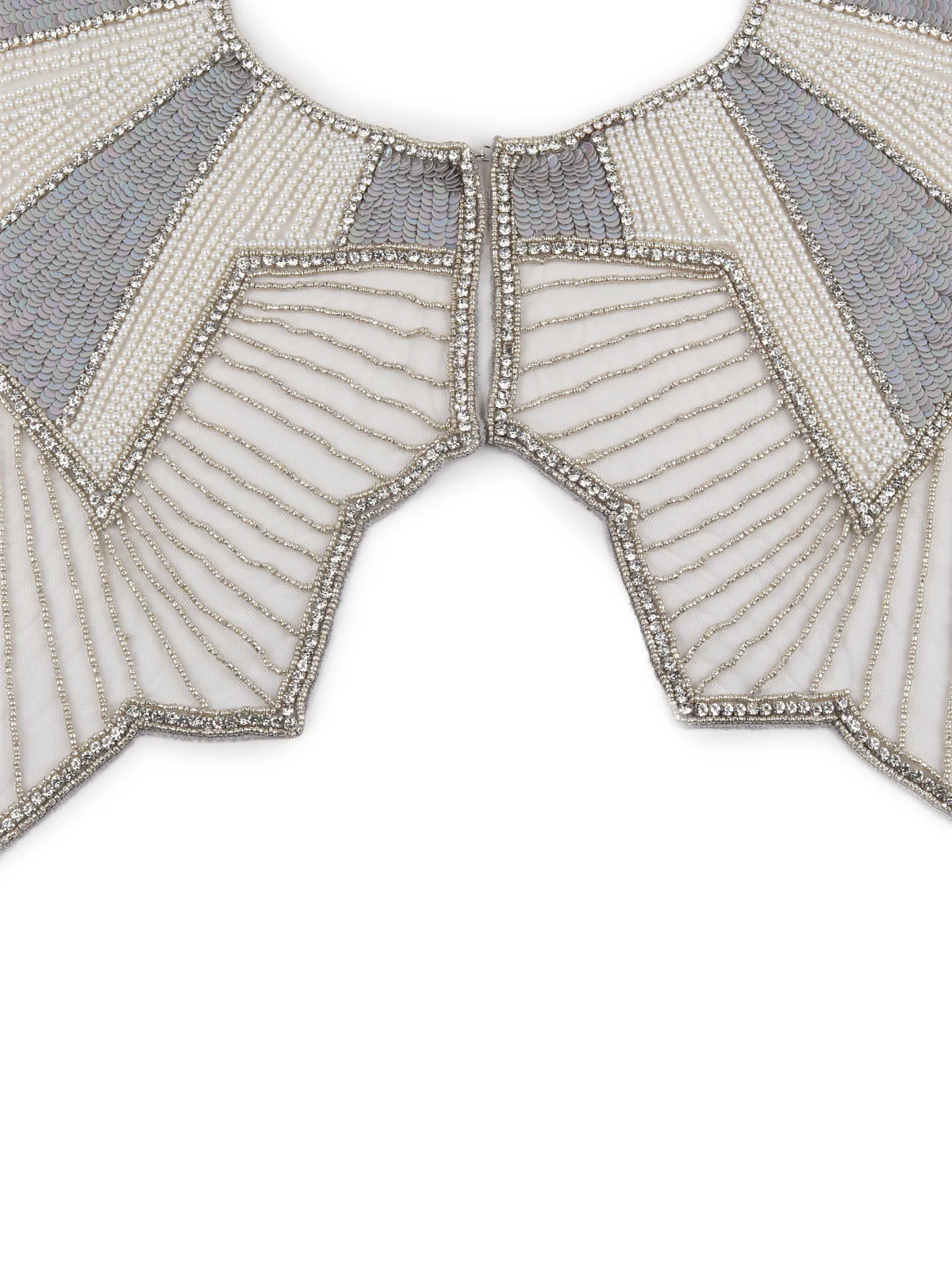 Odette Women The Glamorous Grey And White Embroidered Cape - Image 8