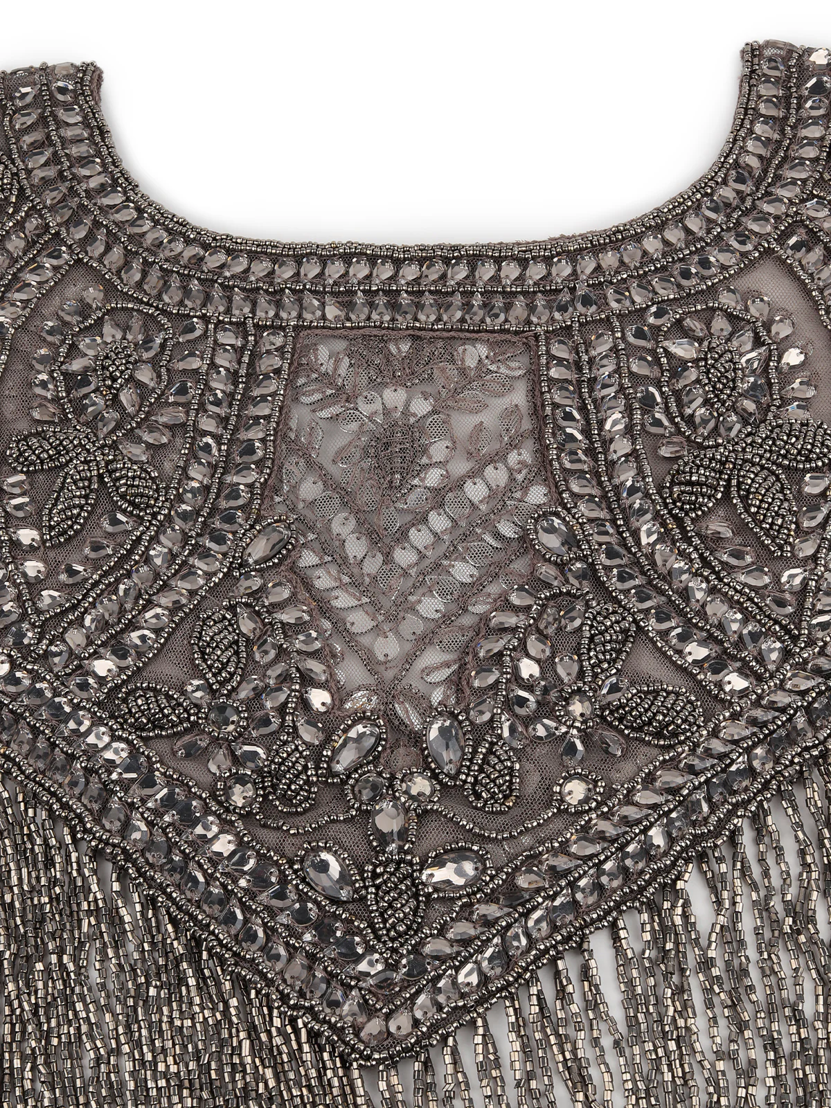 Odette Women The Glamorous Grey Embellished Cape - Image 7