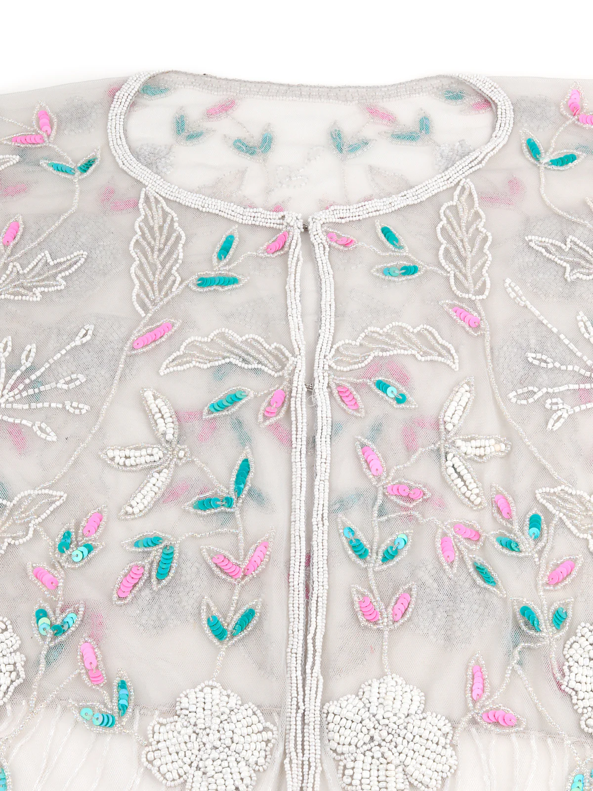 Odette Women The Glamorous Grey Embroidered Cape - Image 6