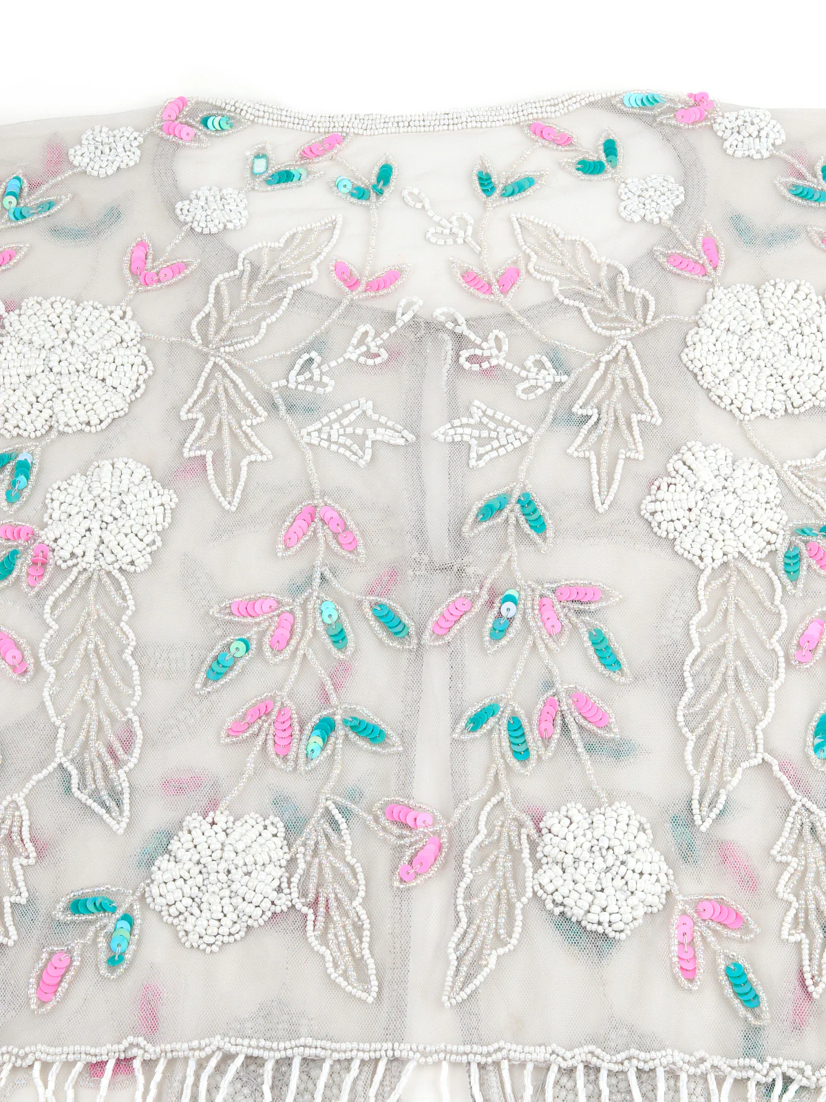 Odette Women The Glamorous Grey Embroidered Cape - Image 7