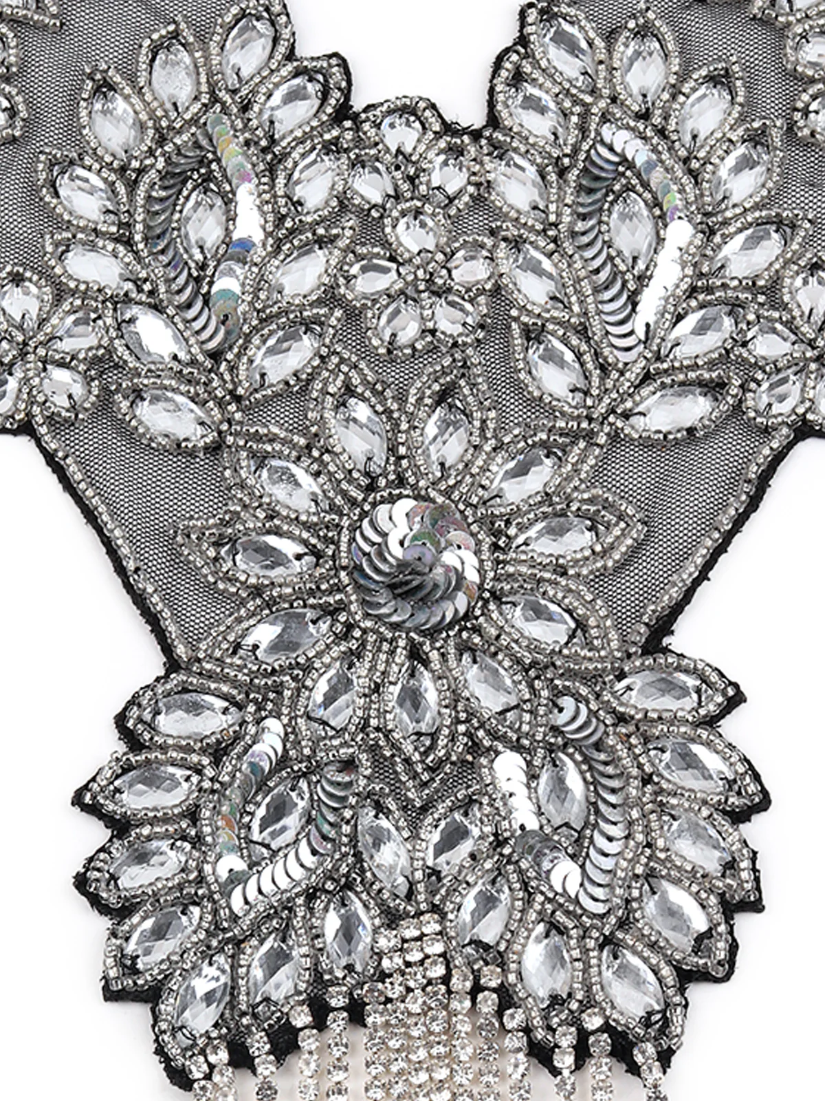 Odette Women The Glitzy Black And Silver Embroidered Cape - Image 10