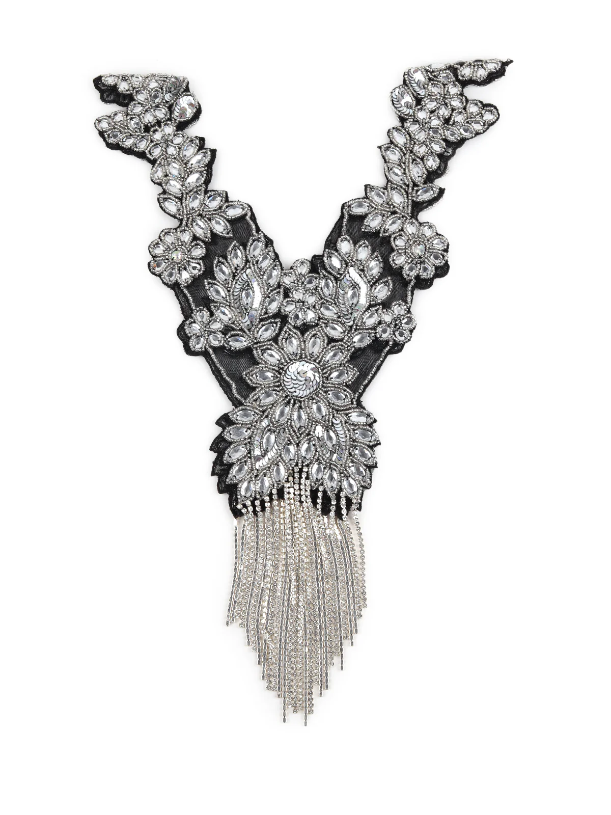 Odette Women The Glitzy Black And Silver Embroidered Cape - Image 7