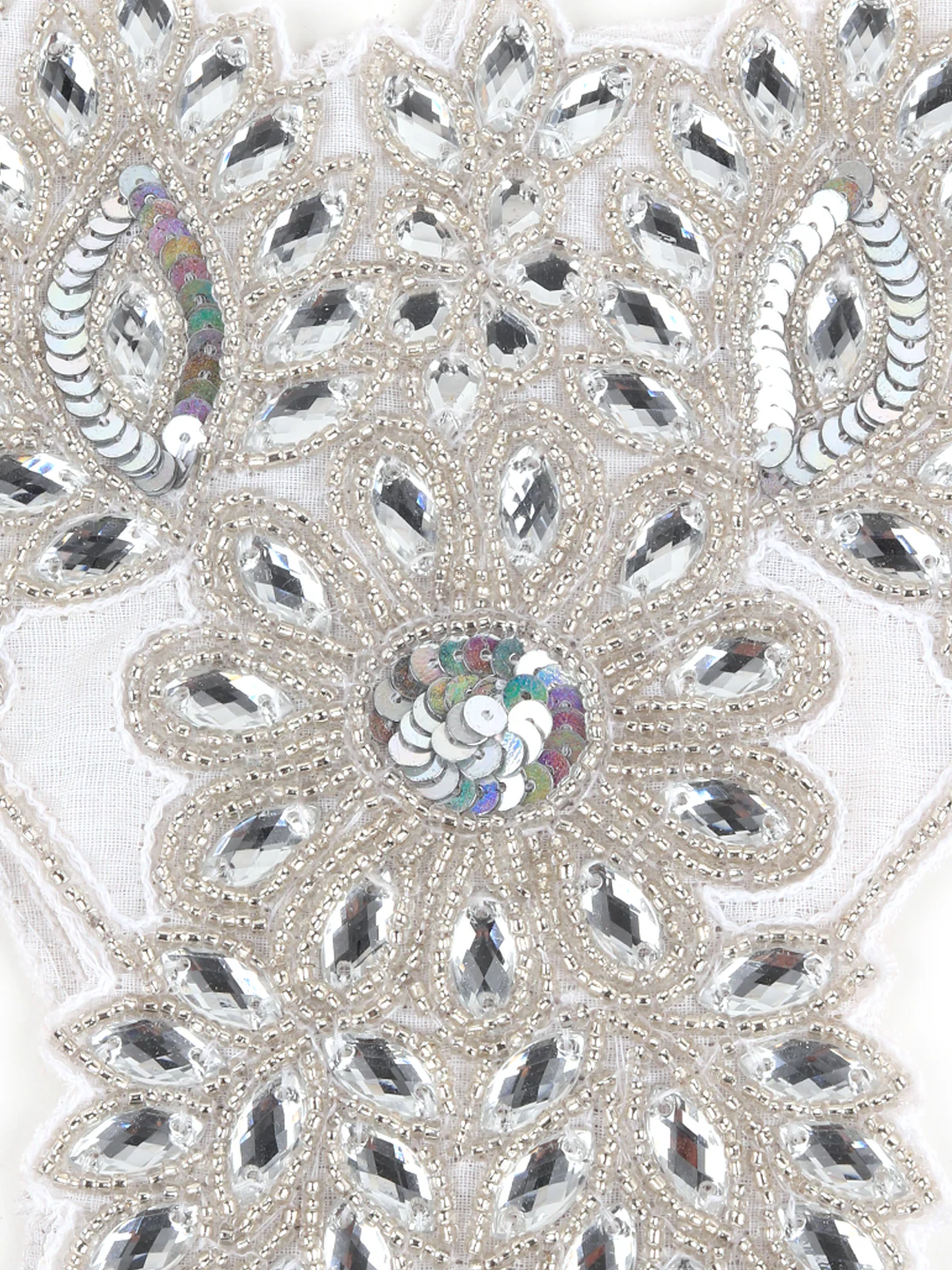 Odette Women The Glitzy Pearl Tasseled Silver Colored Cape - Image 5