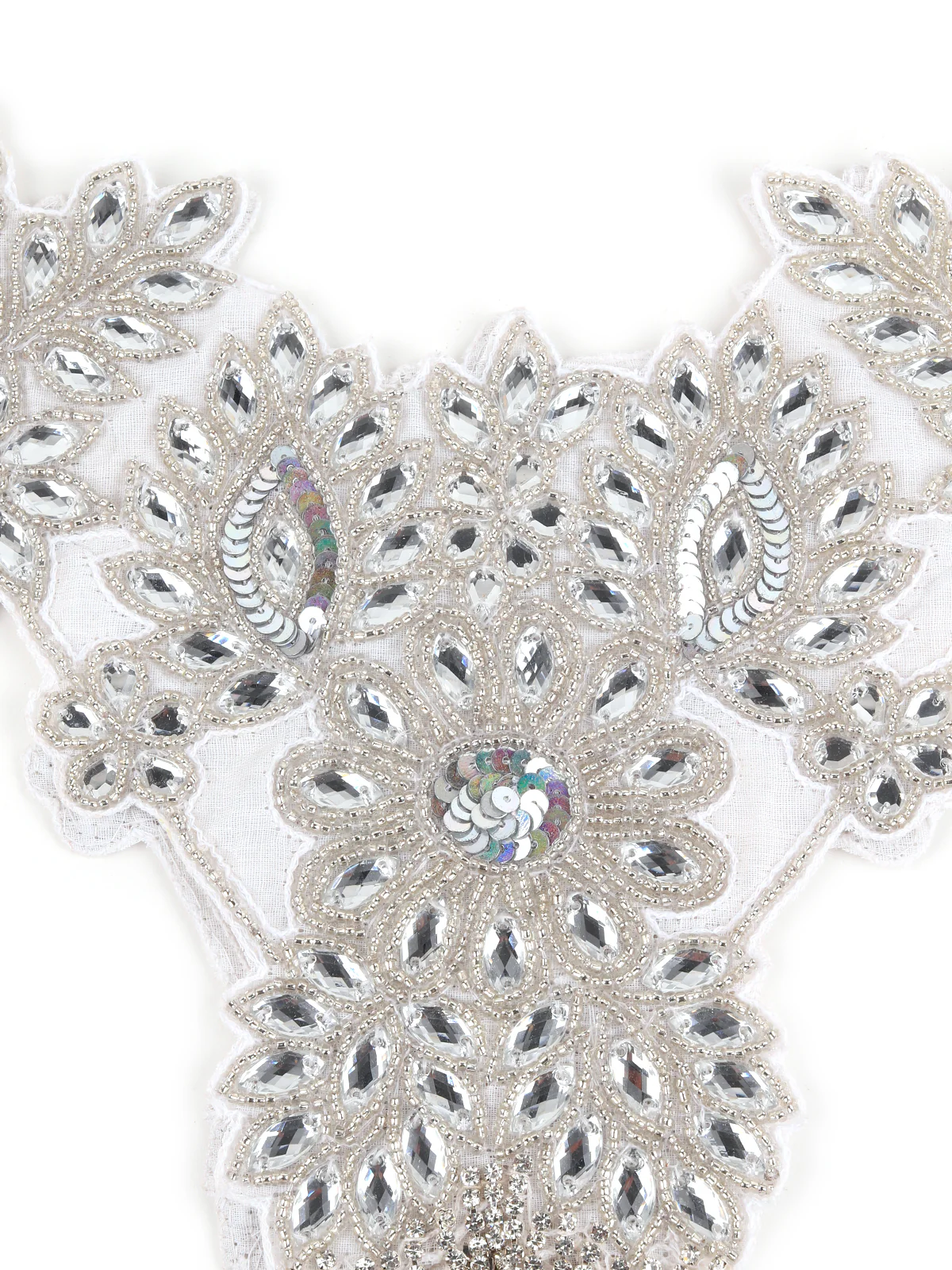 Odette Women The Glitzy Pearl Tasseled Silver Colored Cape - Image 7