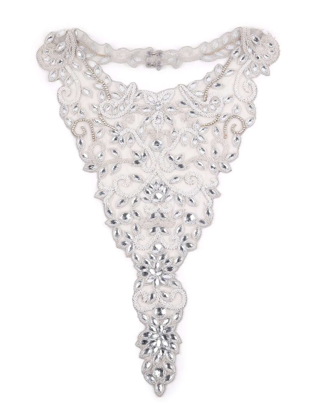 Odette Women The Glitzy Silver Colored Embroidered Cape - Image 4