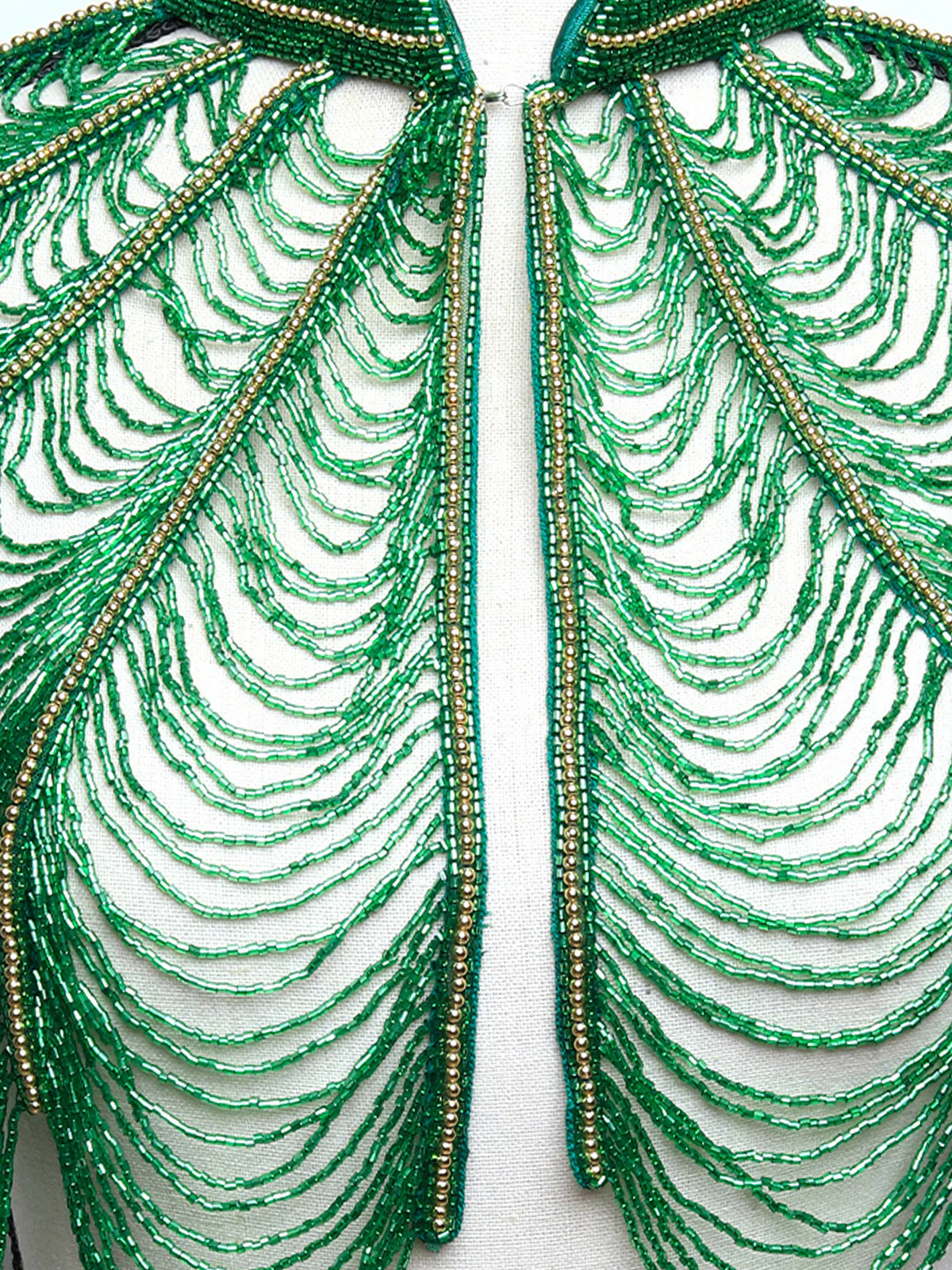 Odette Women The Green And Golden Beaded Cape - Image 4
