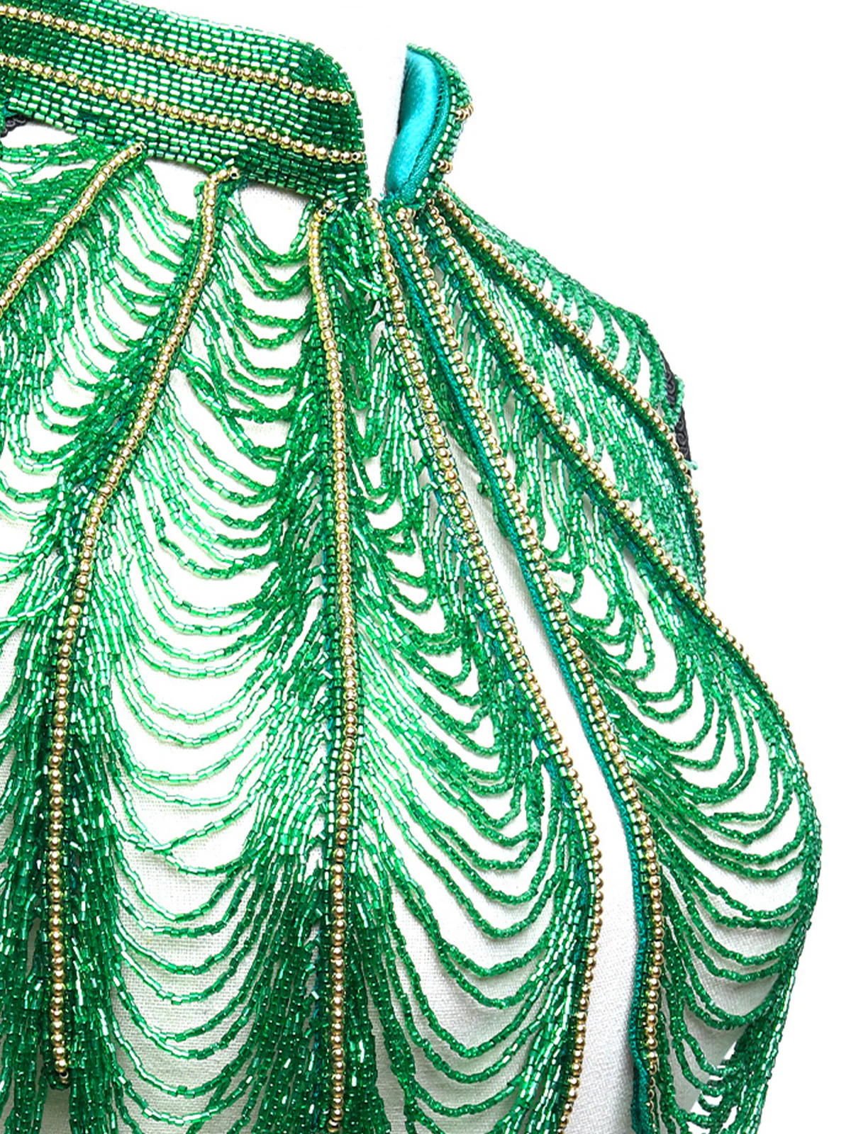 Odette Women The Green And Golden Beaded Cape - Image 5