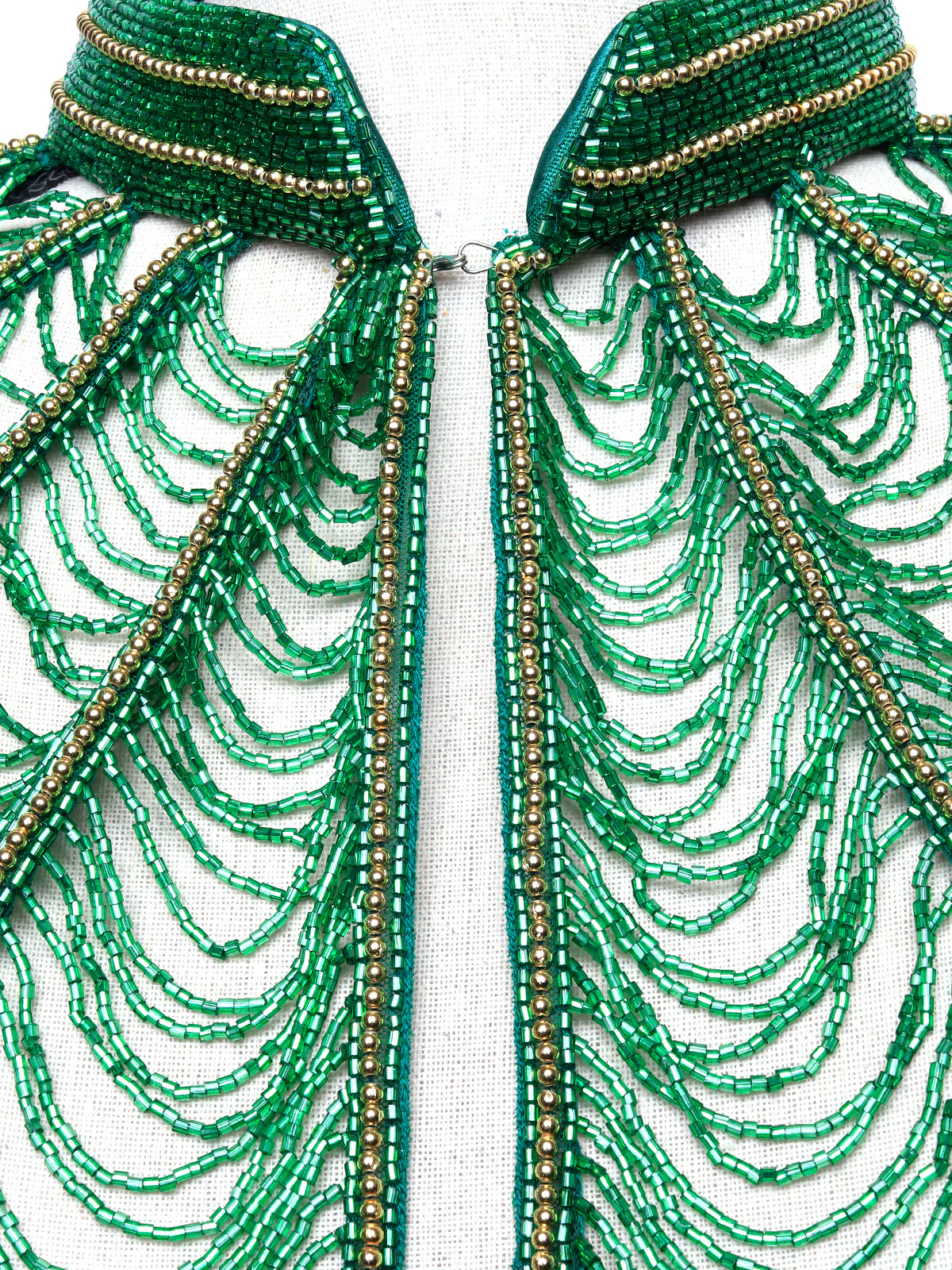 Odette Women The Green And Golden Beaded Cape - Image 6