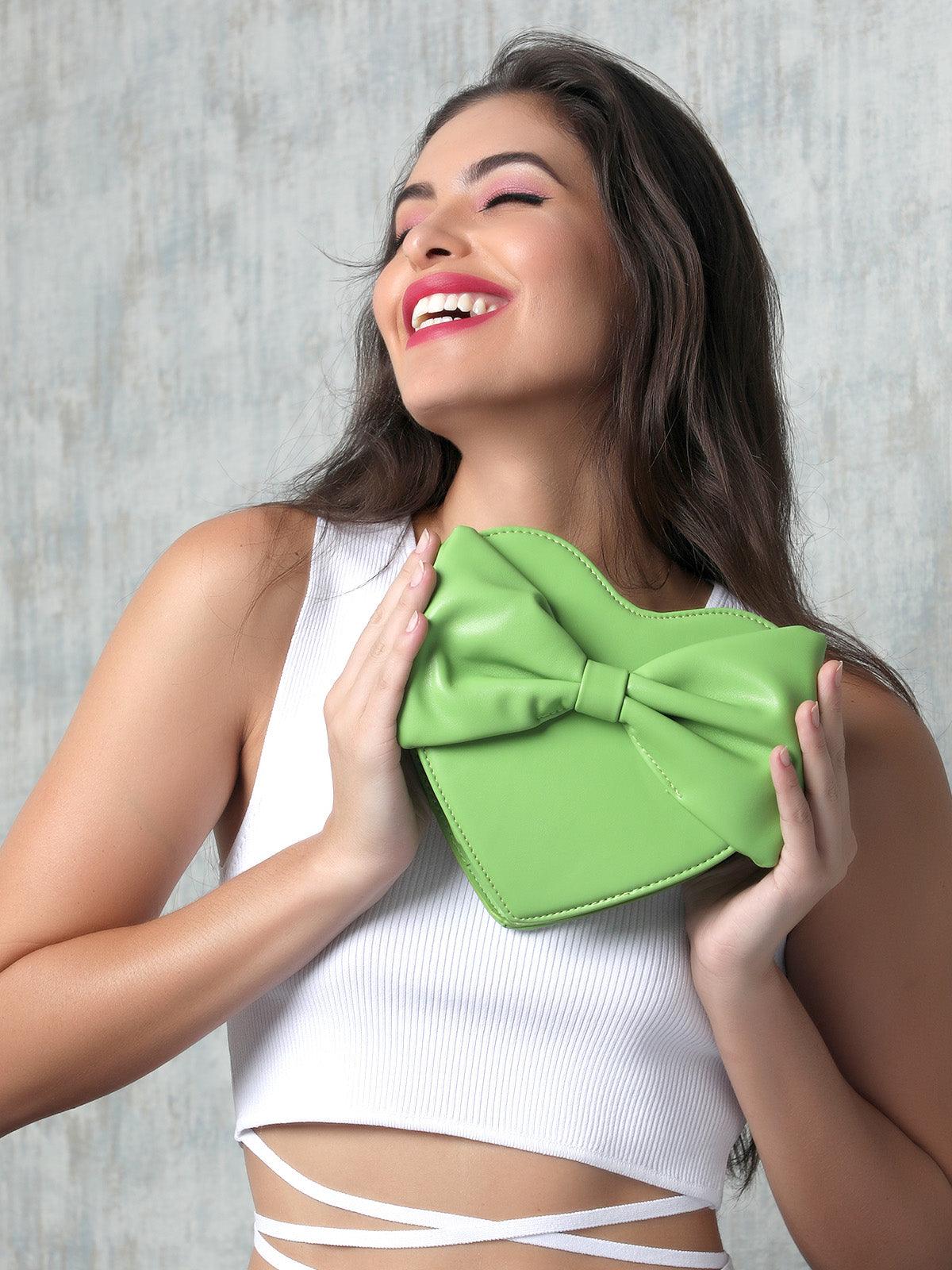 Odette Women The Very Stylish Pop Out Green Clutch Bag - Image 2
