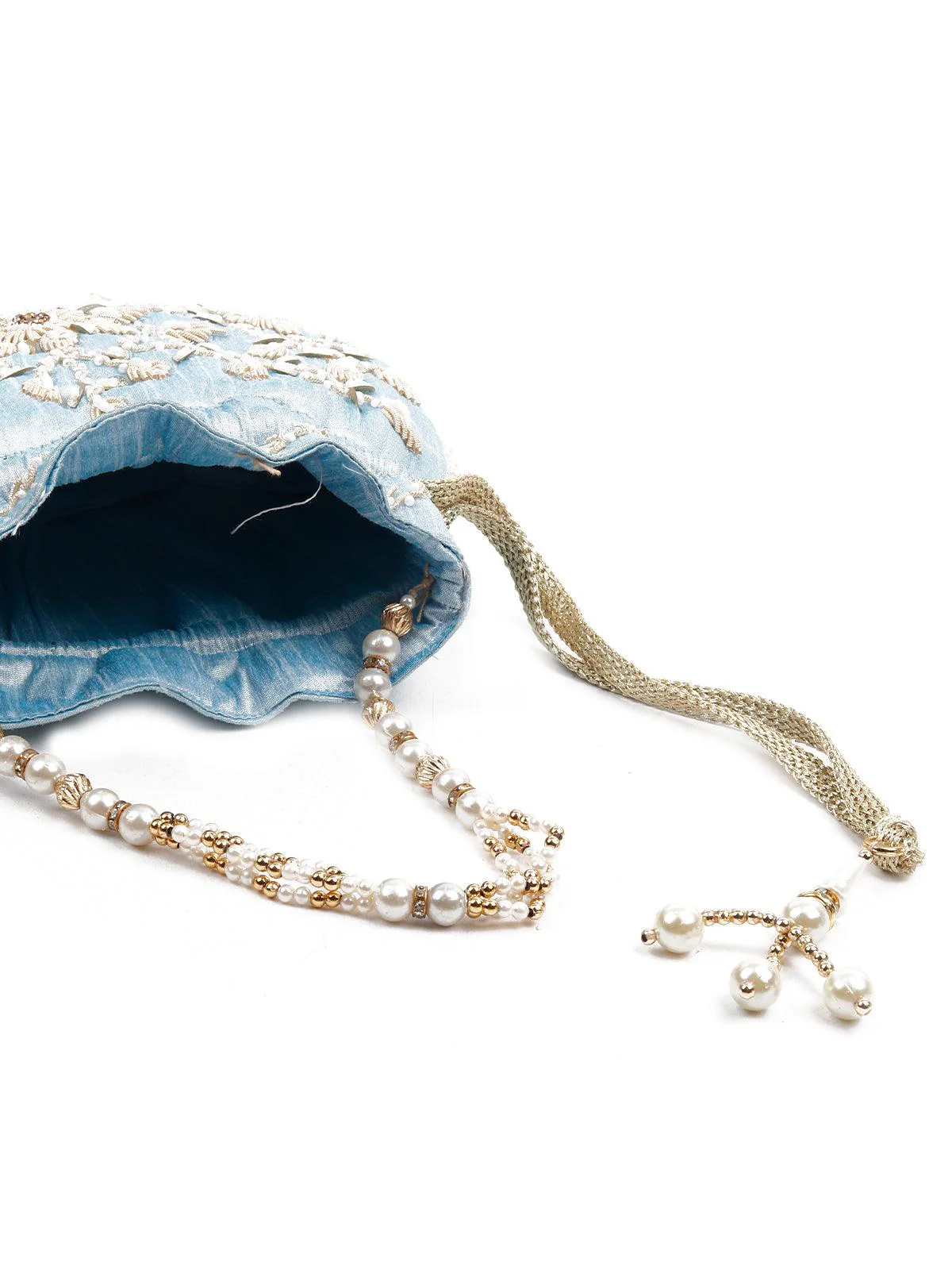 Odette Women The Very Stylish Powder Blue Colored Potli Bag - Image 6
