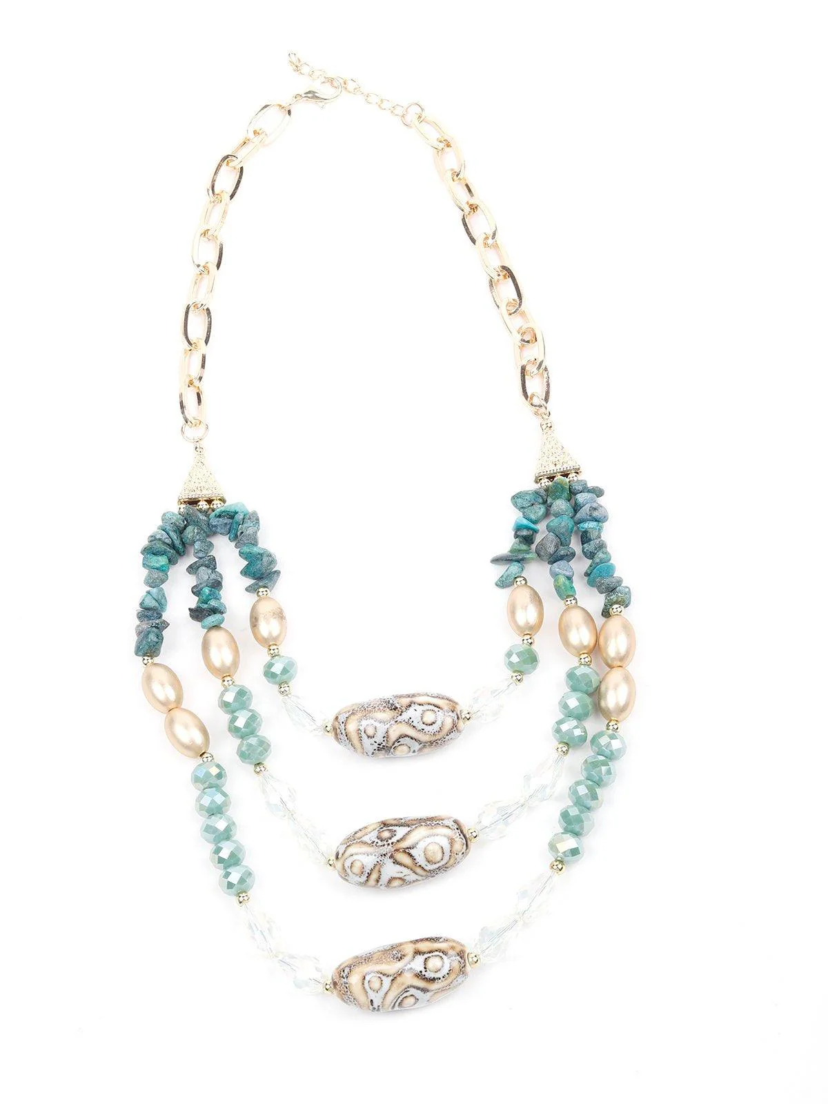 Odette Women Blue Stone Metal Necklace - Image 3