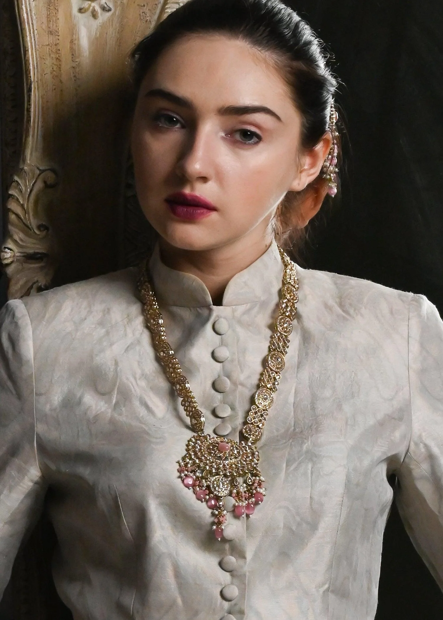 Odette Women Tint Of Gold & Pink Necklace Set - Image 2