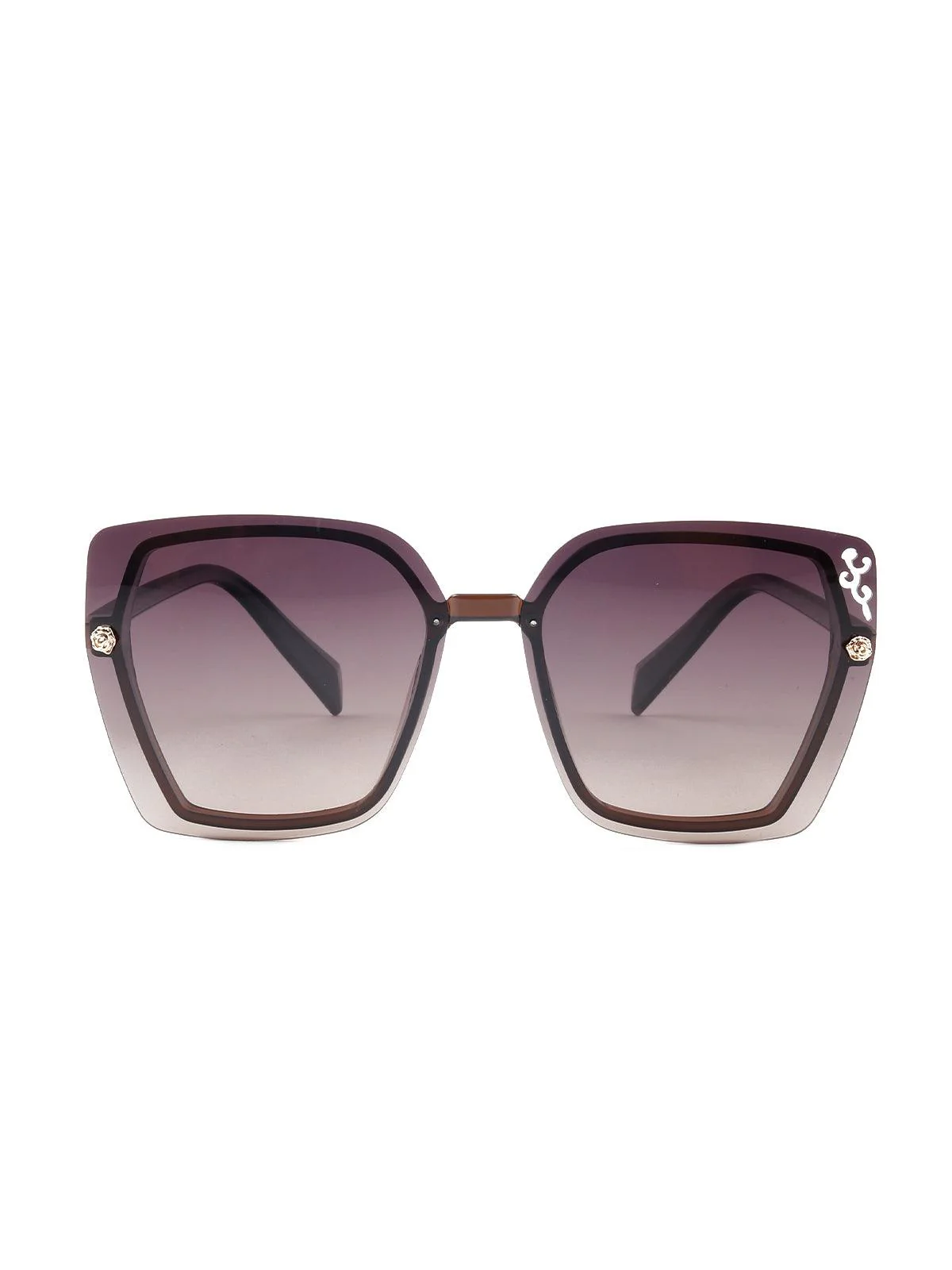 Odette Women Tinted Purple Wayfared Flared Sunglasses - Image 3