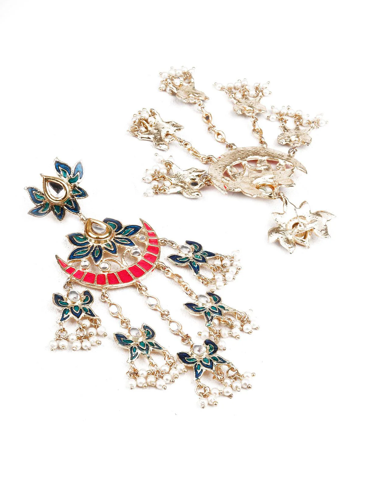 Odette Women Traditional Multicolored Chandbali Earrings - Image 3