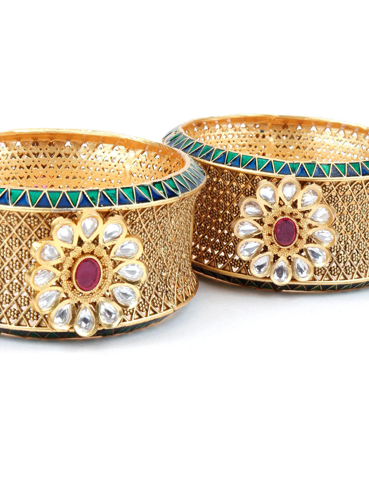 Odette Women Traditional Openable Bangle With Crafting Work - Image 4