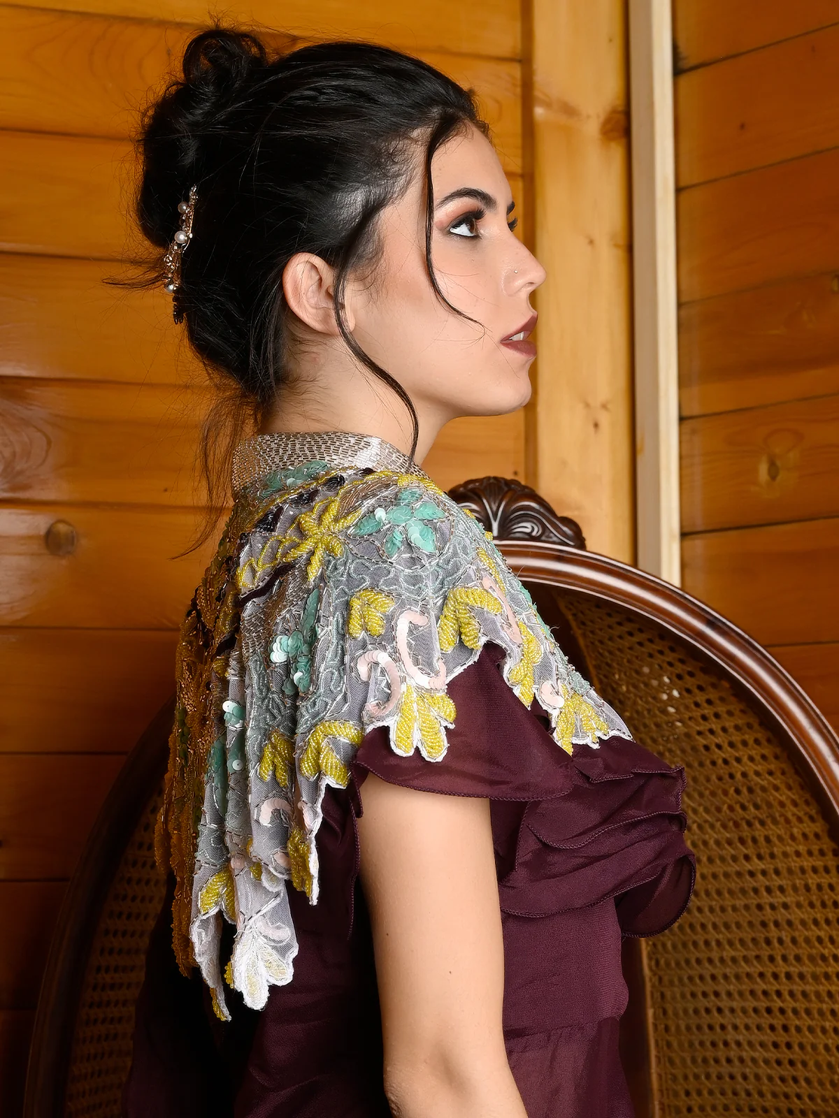 Odette Women Transformative Pieces- The Multicolor Sequins And Beads Cape - Image 2