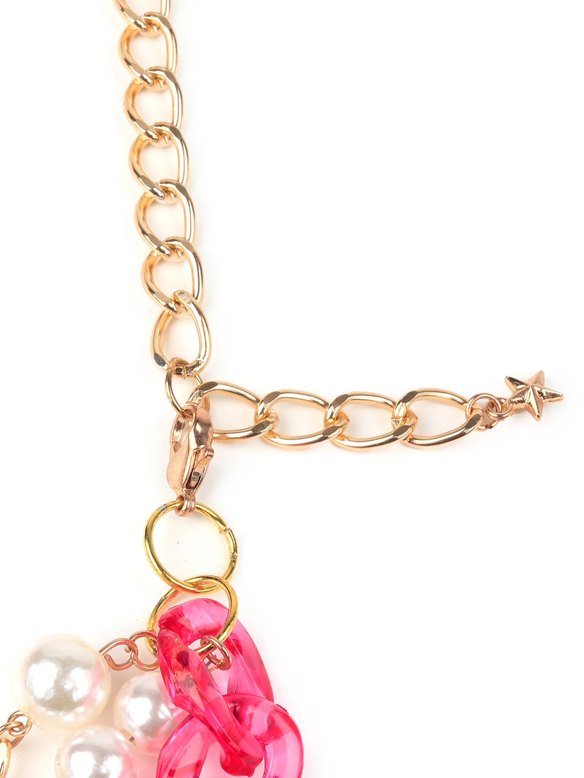 Odette Women Triple Layered White And Pink Neck Piece - Image 6
