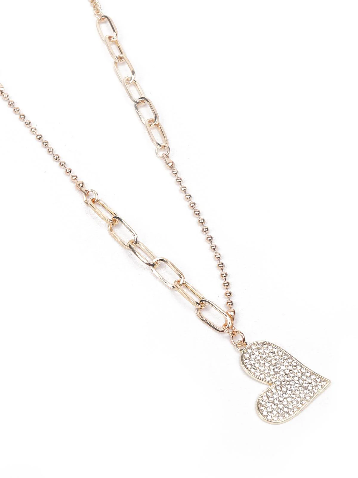 Odette Women Multicolour Two-Piece Necklace With A Heart-Shaped Metal Pendant - Image 5