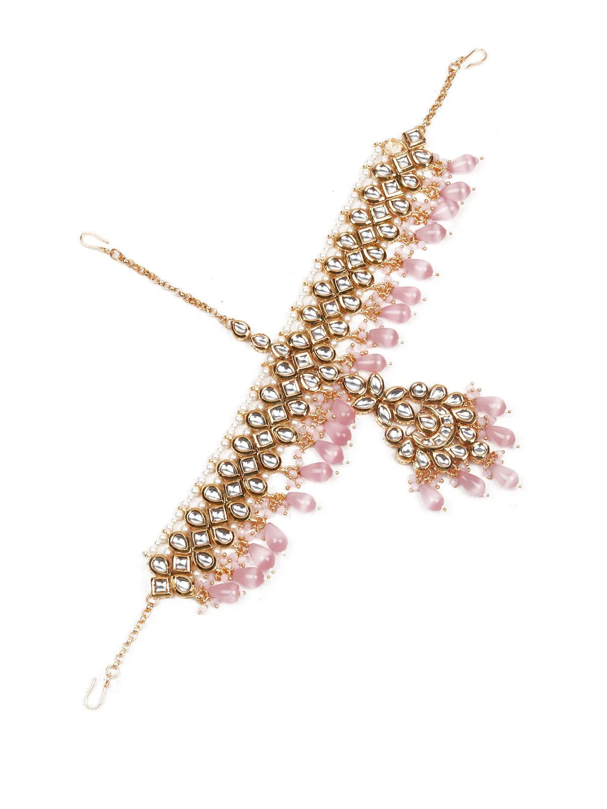 Odette Women Unique Heavy Pink Maangtikka - Image 4