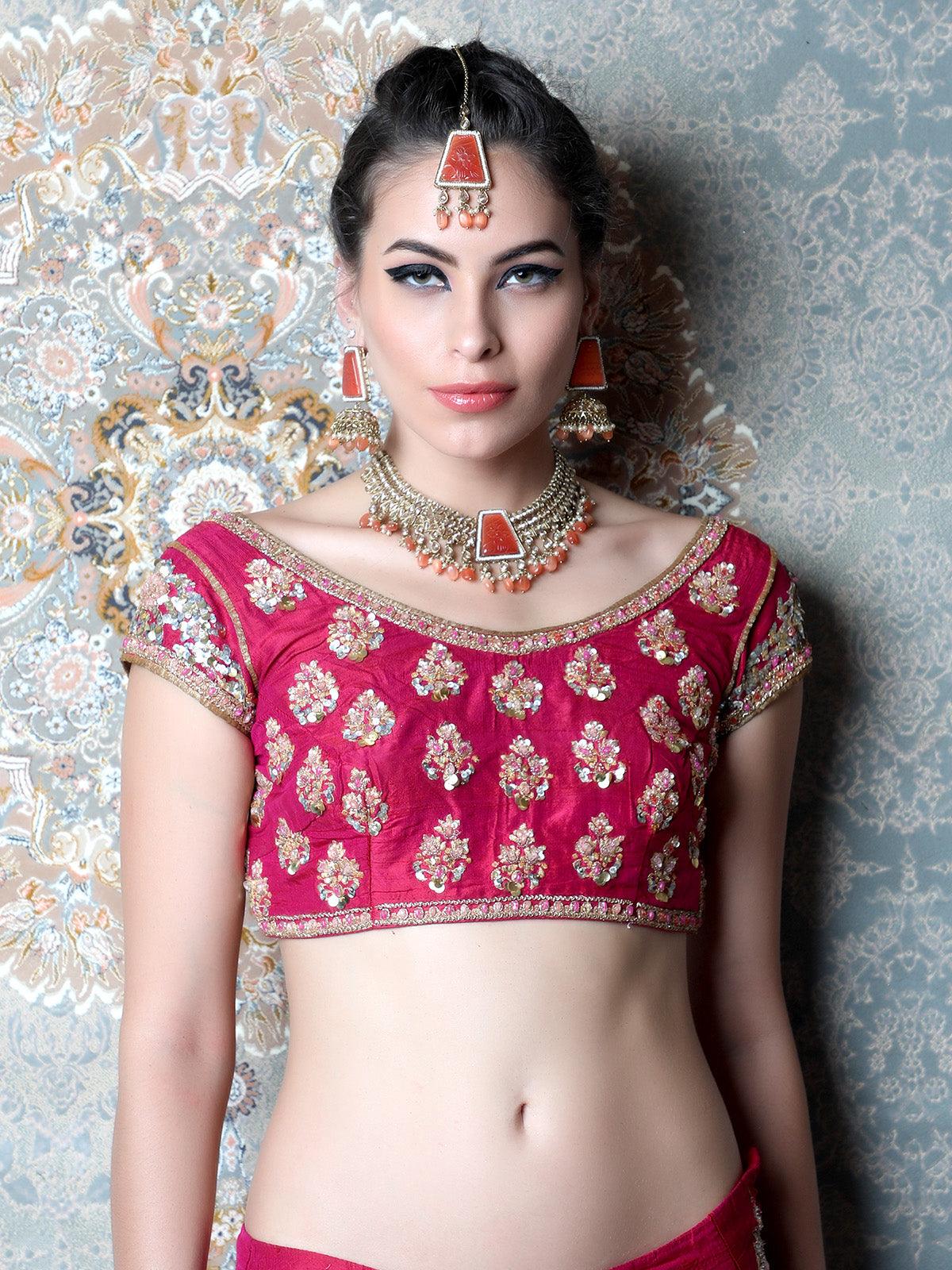 Odette Unique Gold And Orange Queensy Choker Set For Women - Image 2