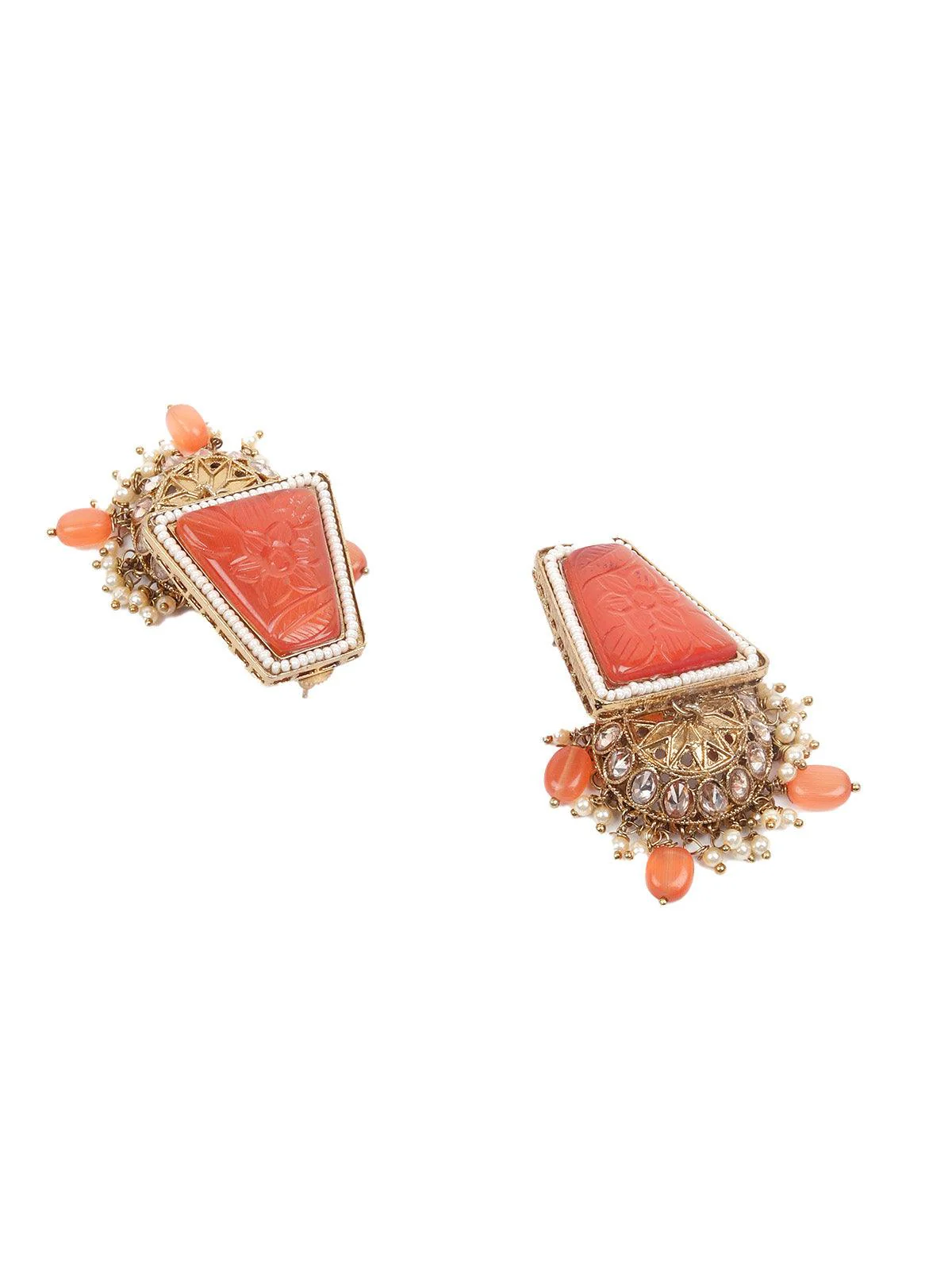 Odette Unique Gold And Orange Queensy Choker Set For Women - Image 5