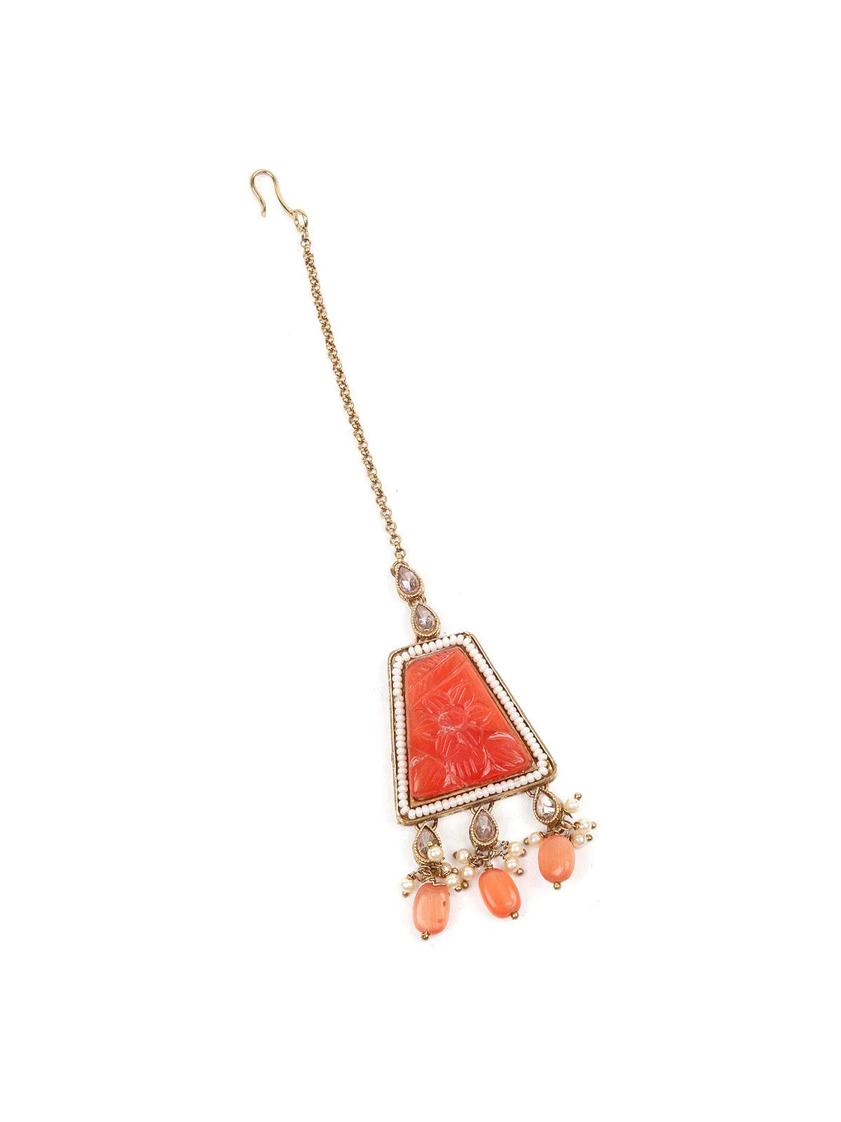 Odette Unique Gold And Orange Queensy Choker Set For Women - Image 6
