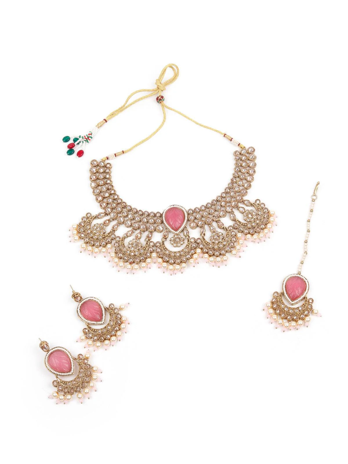 Odette Unique Gold And Pink Queensy Choker Set For Women - Image 3