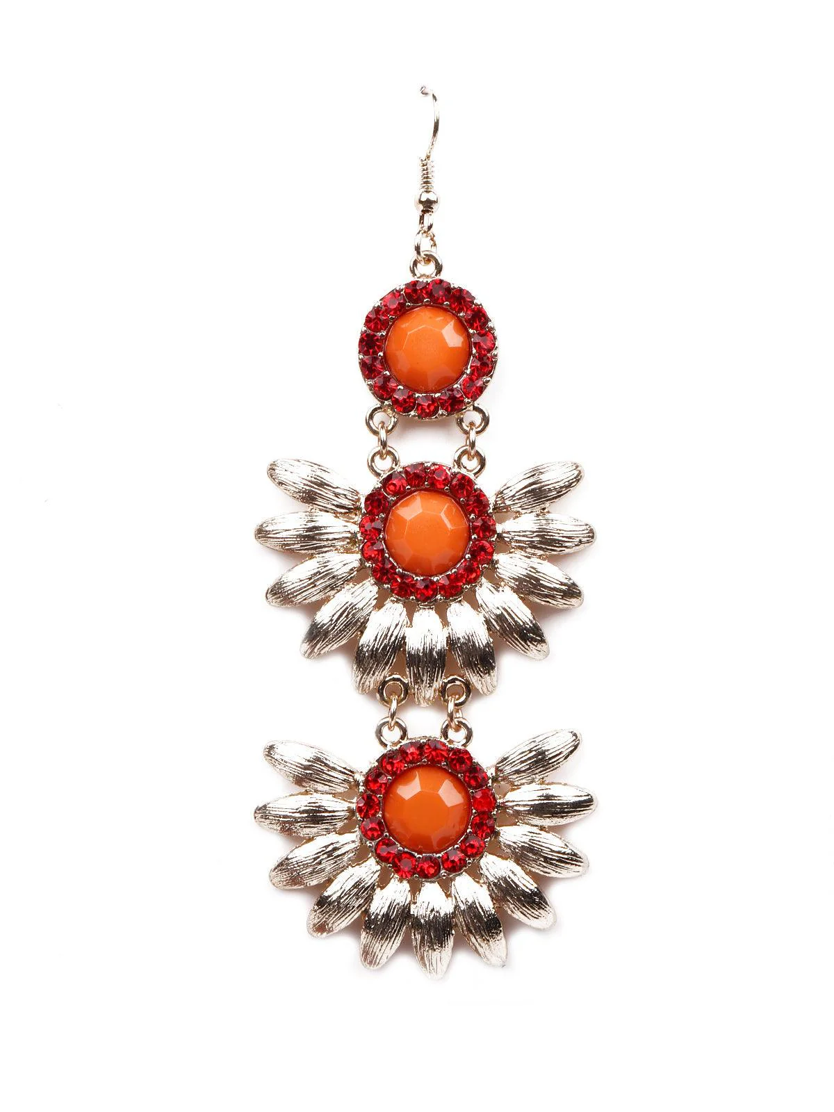 Odette Women Orange Floral Earrings - Image 4